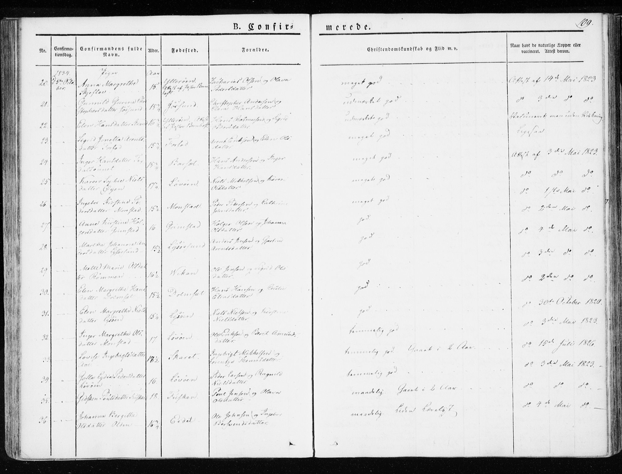 Ministerialprotokoller, klokkerbøker og fødselsregistre - Sør-Trøndelag, AV/SAT-A-1456/655/L0676: Parish register (official) no. 655A05, 1830-1847, p. 109