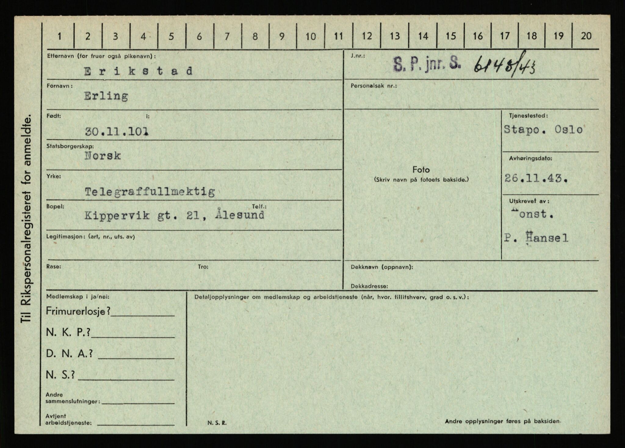 Statspolitiet - Hovedkontoret / Osloavdelingen, AV/RA-S-1329/C/Ca/L0004: Eid - funn av gjenstander	, 1943-1945, p. 2069