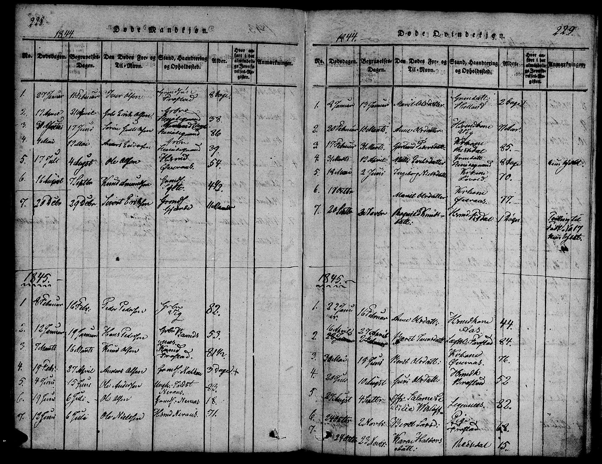 Ministerialprotokoller, klokkerbøker og fødselsregistre - Møre og Romsdal, SAT/A-1454/539/L0528: Parish register (official) no. 539A01, 1818-1847, p. 228-229
