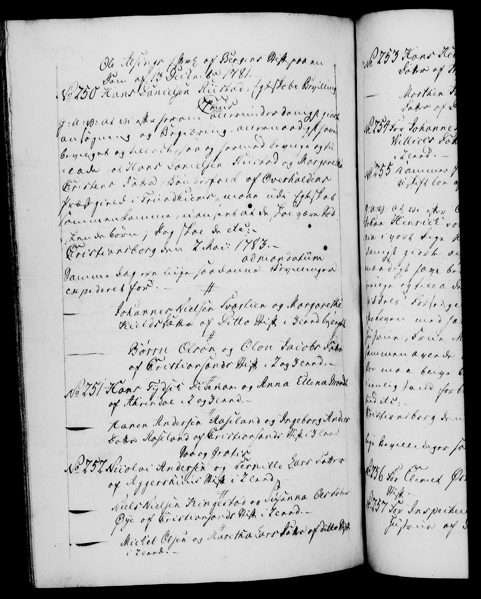 Danske Kanselli 1572-1799, RA/EA-3023/F/Fc/Fca/Fcaa/L0049: Norske registre, 1782-1783, p. 528b