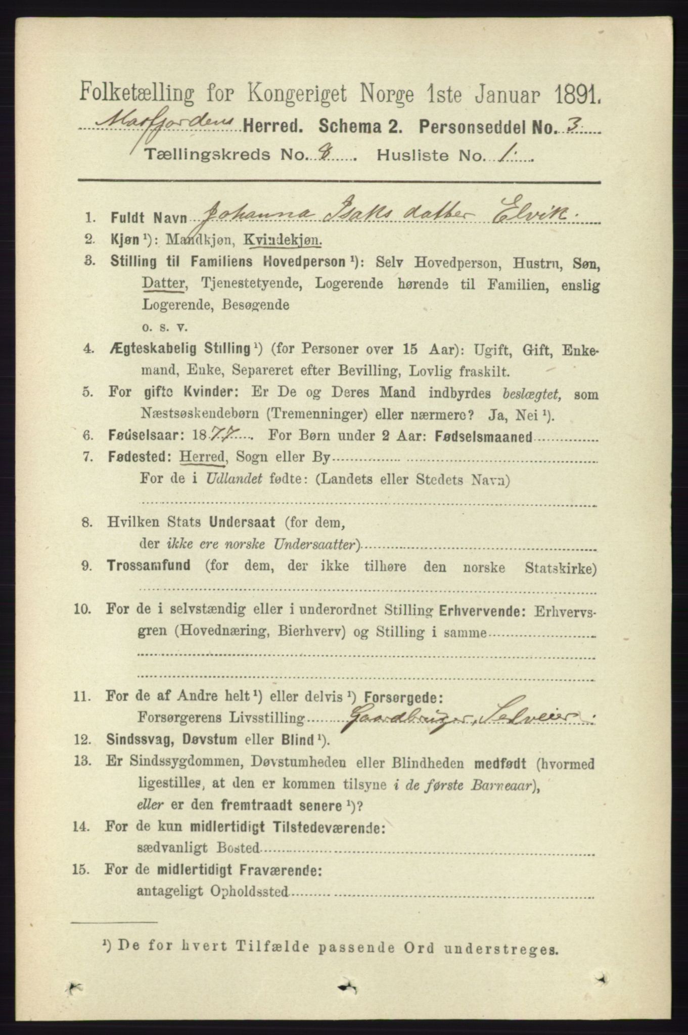 RA, 1891 census for 1266 Masfjorden, 1891, p. 1535