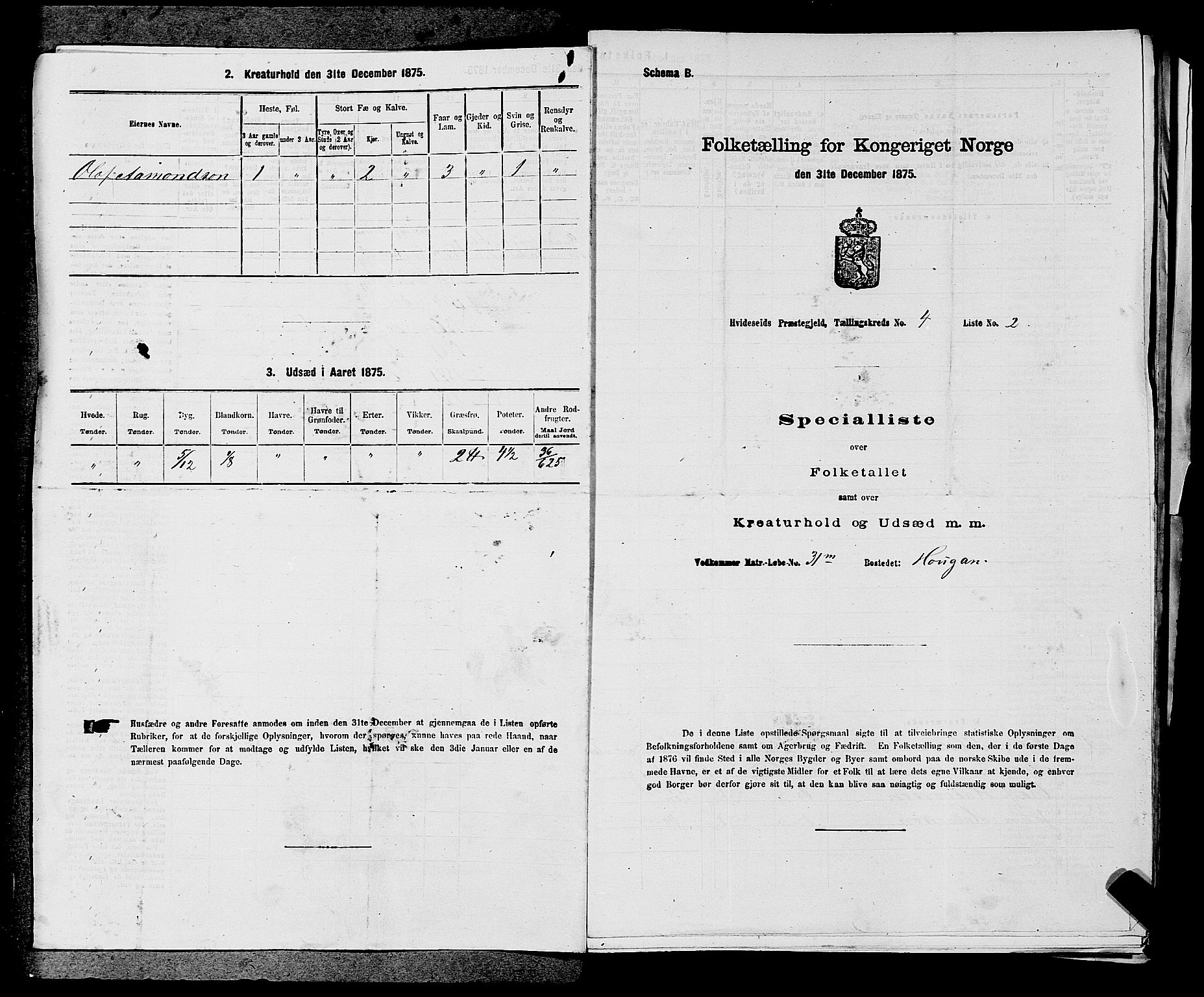 SAKO, 1875 census for 0829P Kviteseid, 1875, p. 383