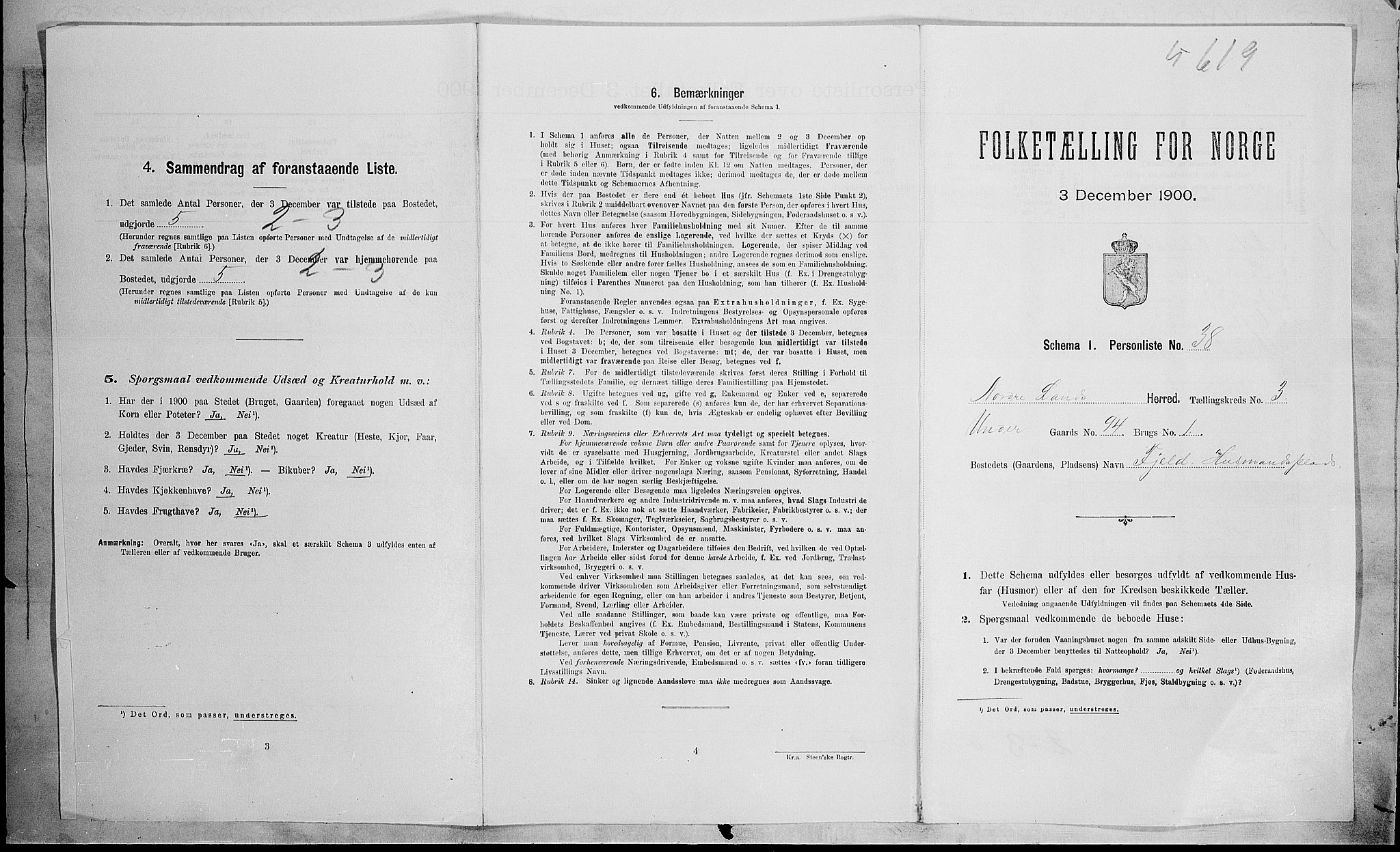 SAH, 1900 census for Nordre Land, 1900, p. 493