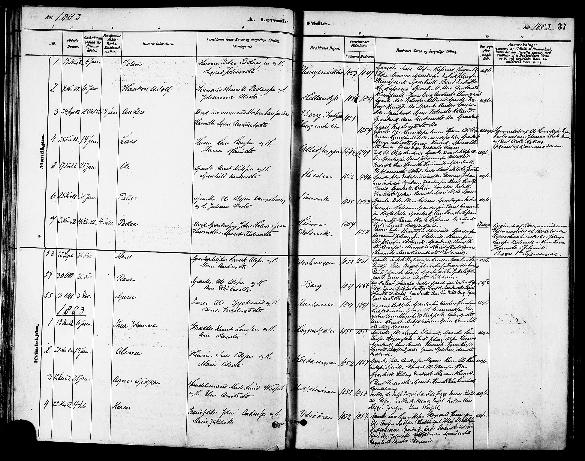Ministerialprotokoller, klokkerbøker og fødselsregistre - Sør-Trøndelag, SAT/A-1456/630/L0496: Parish register (official) no. 630A09, 1879-1895, p. 37