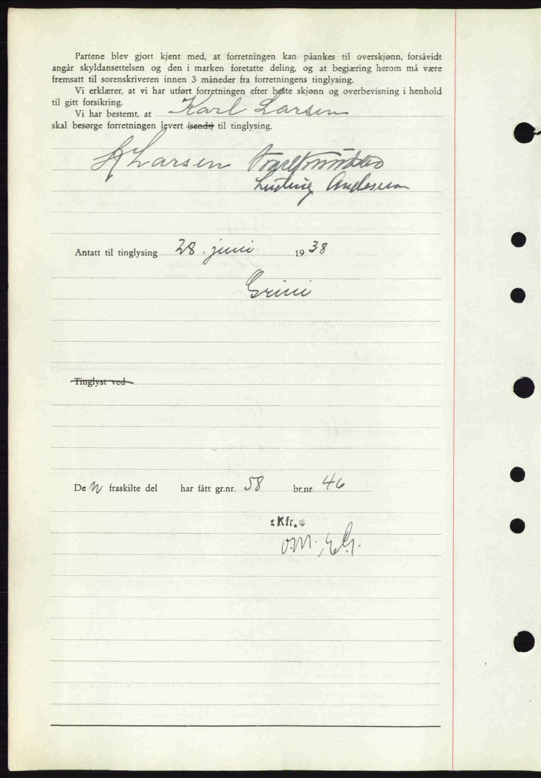 Bamble sorenskriveri, AV/SAKO-A-214/G/Ga/Gag/L0002: Mortgage book no. A-2, 1937-1938, Diary no: : 568/1938