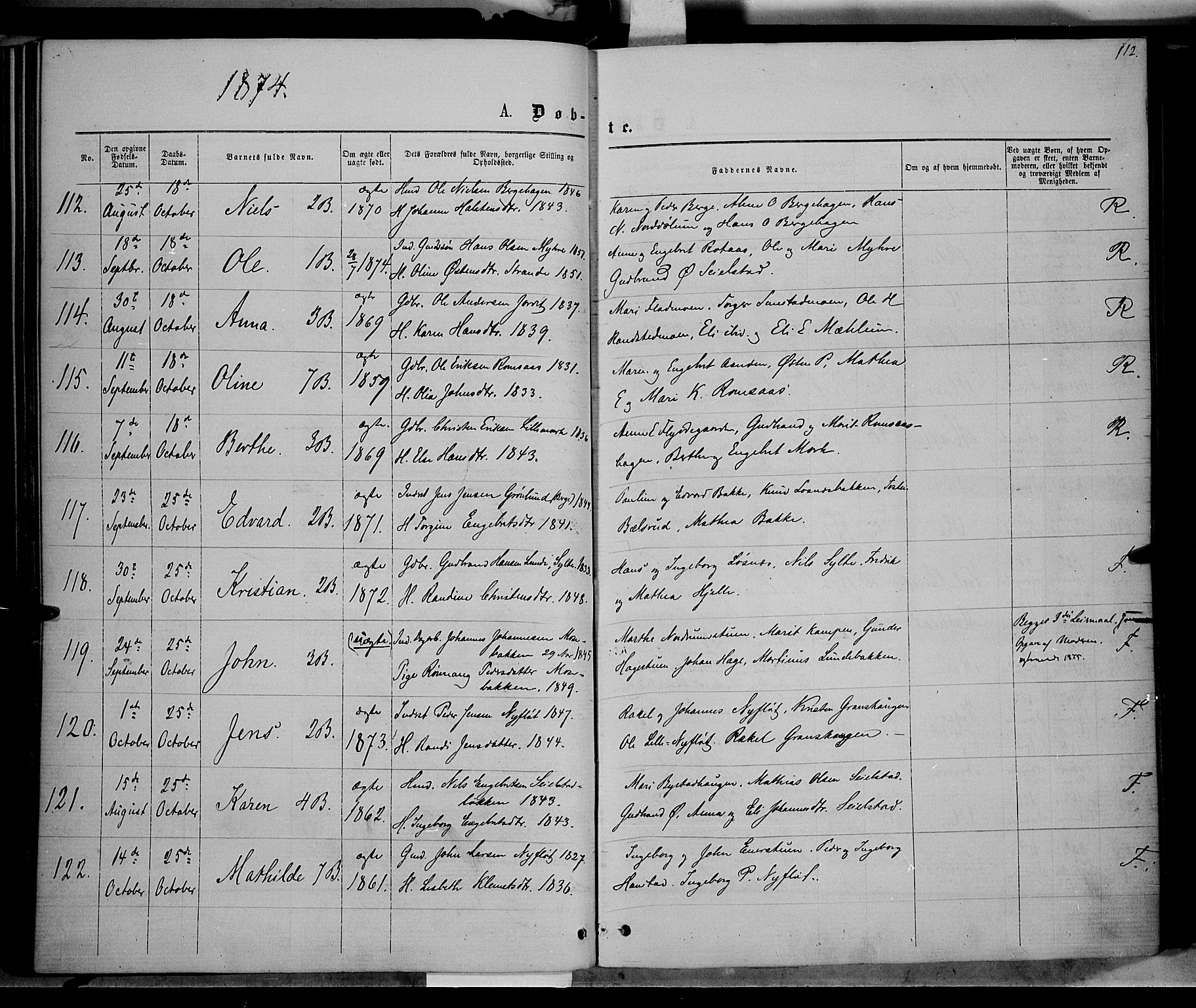 Ringebu prestekontor, AV/SAH-PREST-082/H/Ha/Haa/L0007: Parish register (official) no. 7, 1860-1877, p. 112