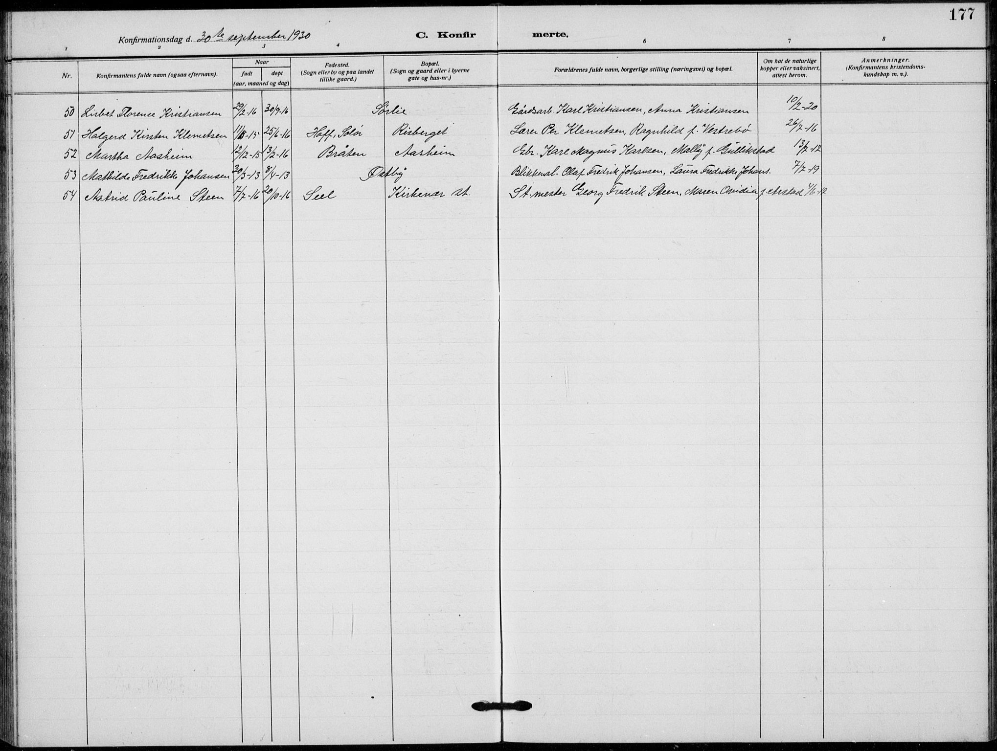 Grue prestekontor, SAH/PREST-036/H/Ha/Hab/L0008: Parish register (copy) no. 8, 1921-1934, p. 177