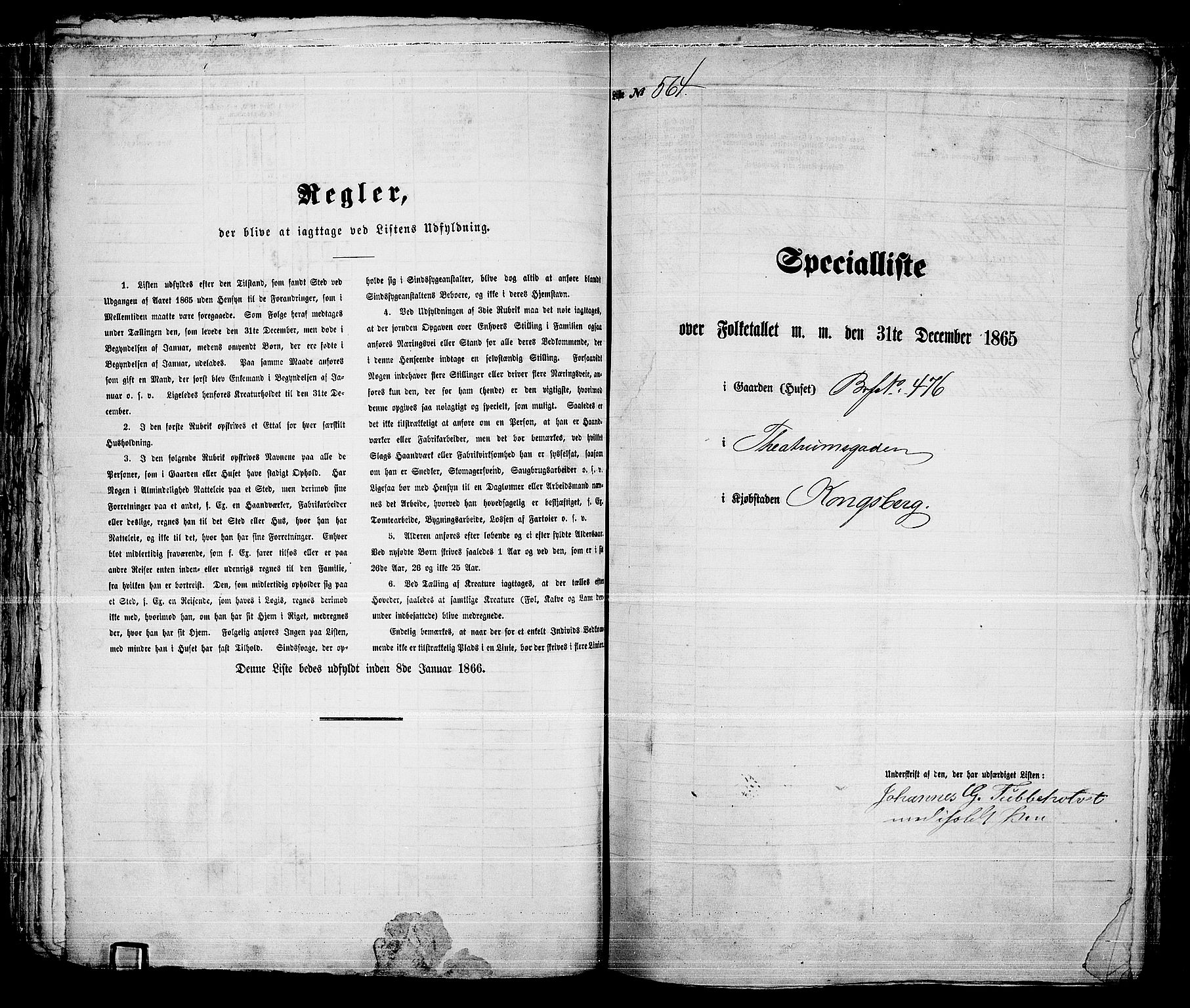 RA, 1865 census for Kongsberg/Kongsberg, 1865, p. 1140