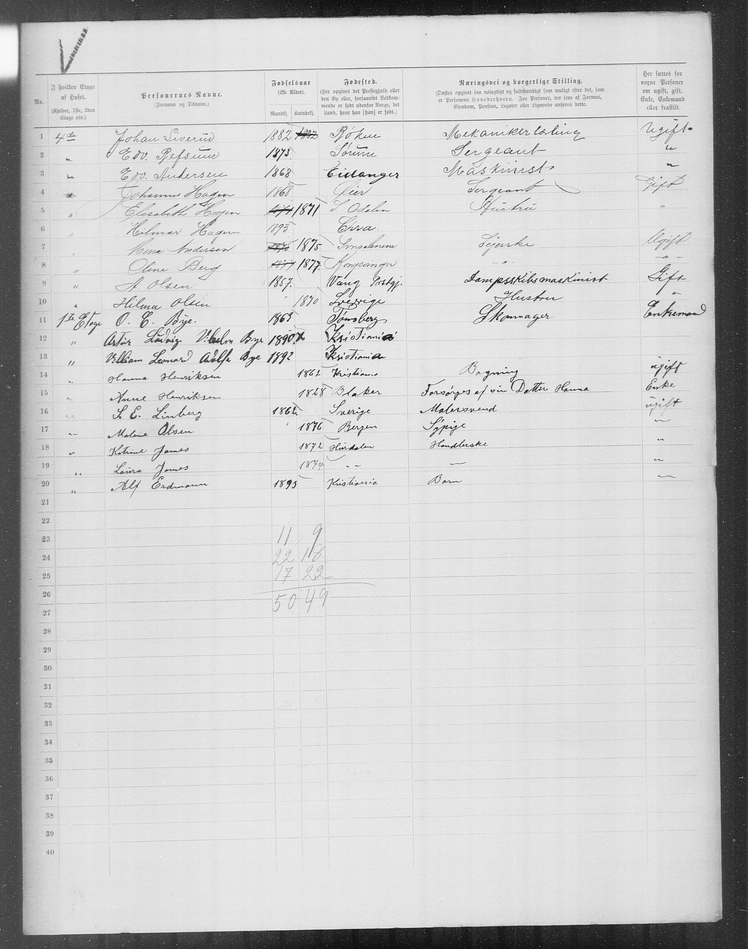 OBA, Municipal Census 1899 for Kristiania, 1899, p. 12280