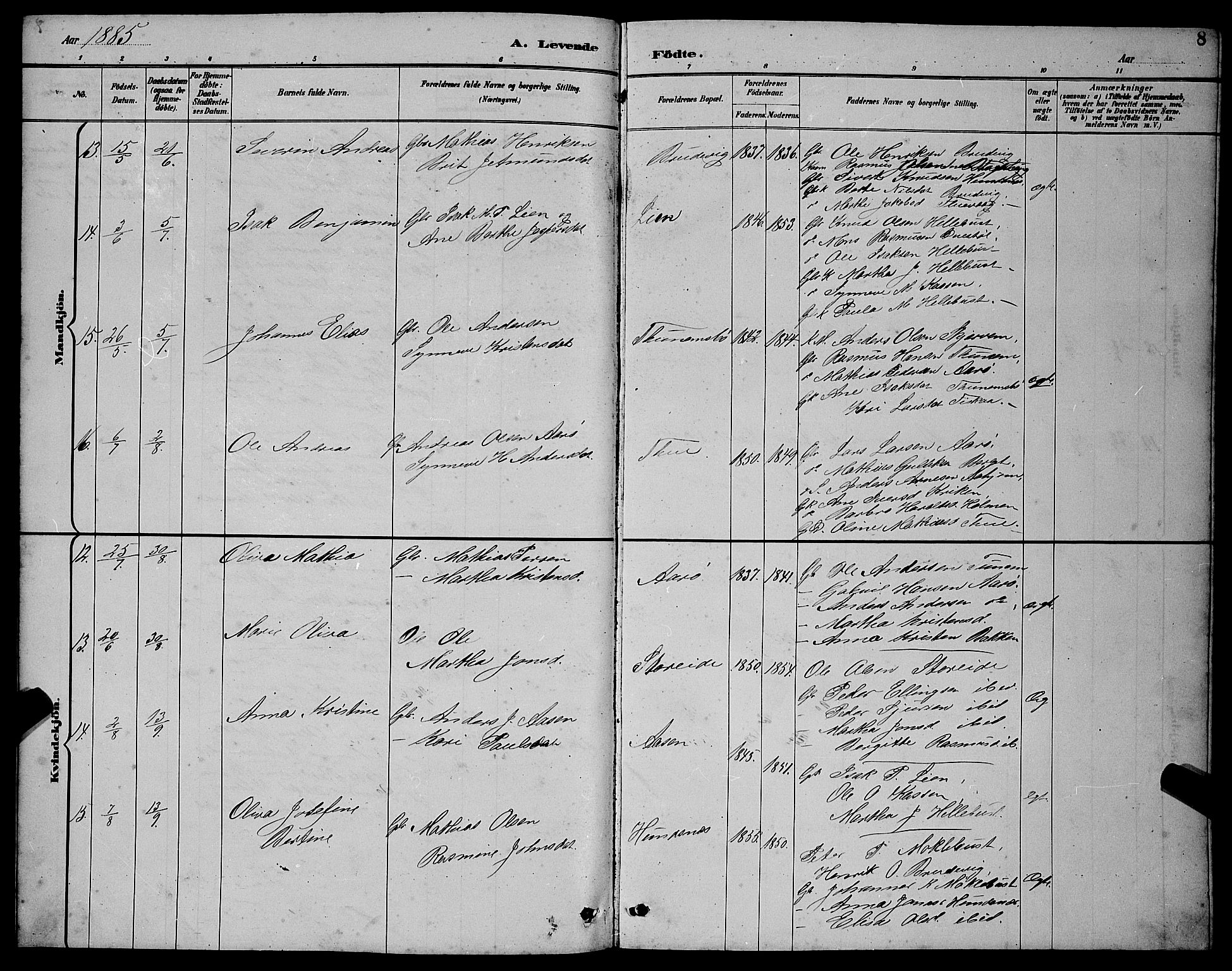 Ministerialprotokoller, klokkerbøker og fødselsregistre - Møre og Romsdal, AV/SAT-A-1454/501/L0017: Parish register (copy) no. 501C03, 1885-1901, p. 8