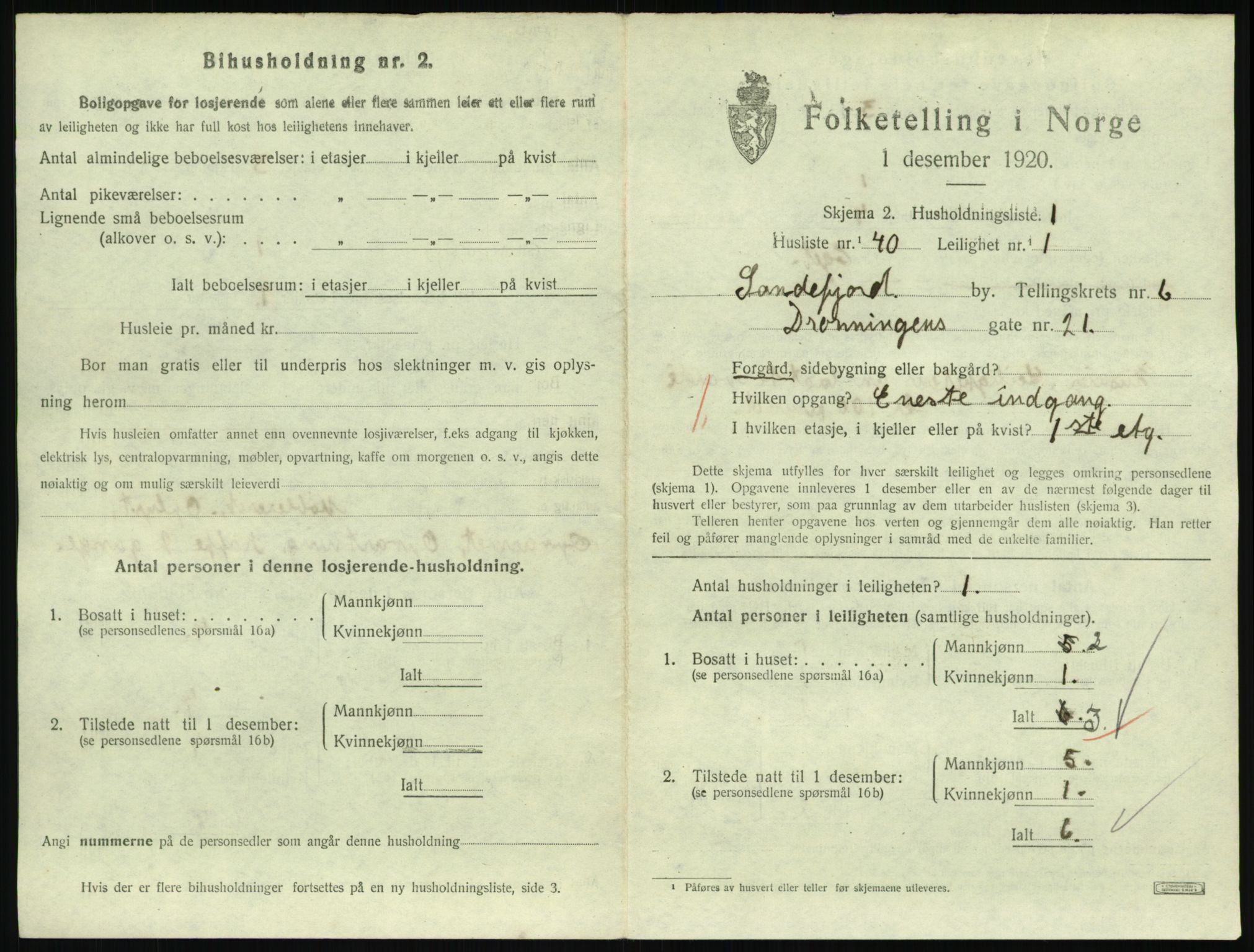 SAKO, 1920 census for Sandefjord, 1920, p. 2868