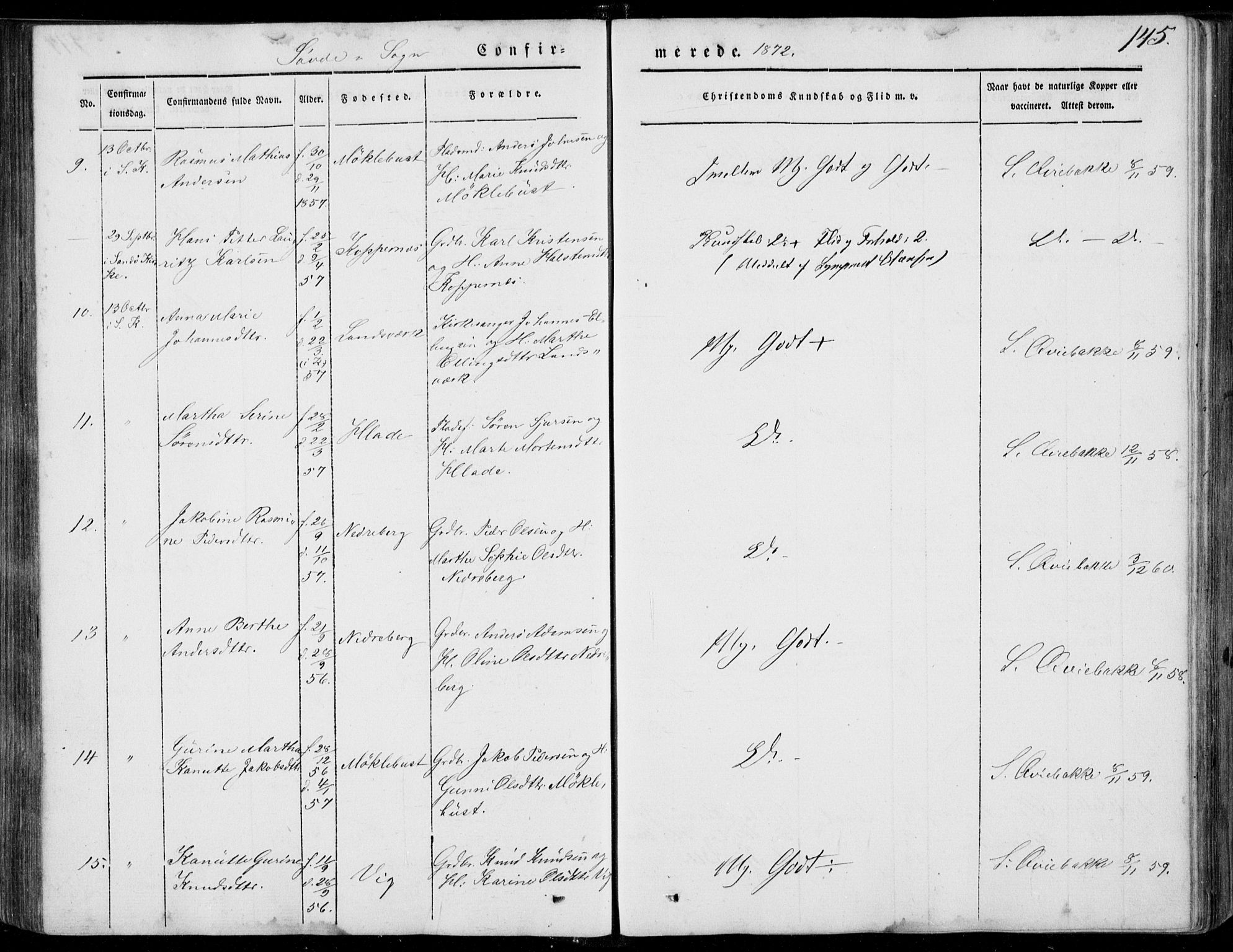Ministerialprotokoller, klokkerbøker og fødselsregistre - Møre og Romsdal, SAT/A-1454/502/L0023: Parish register (official) no. 502A01, 1844-1873, p. 145