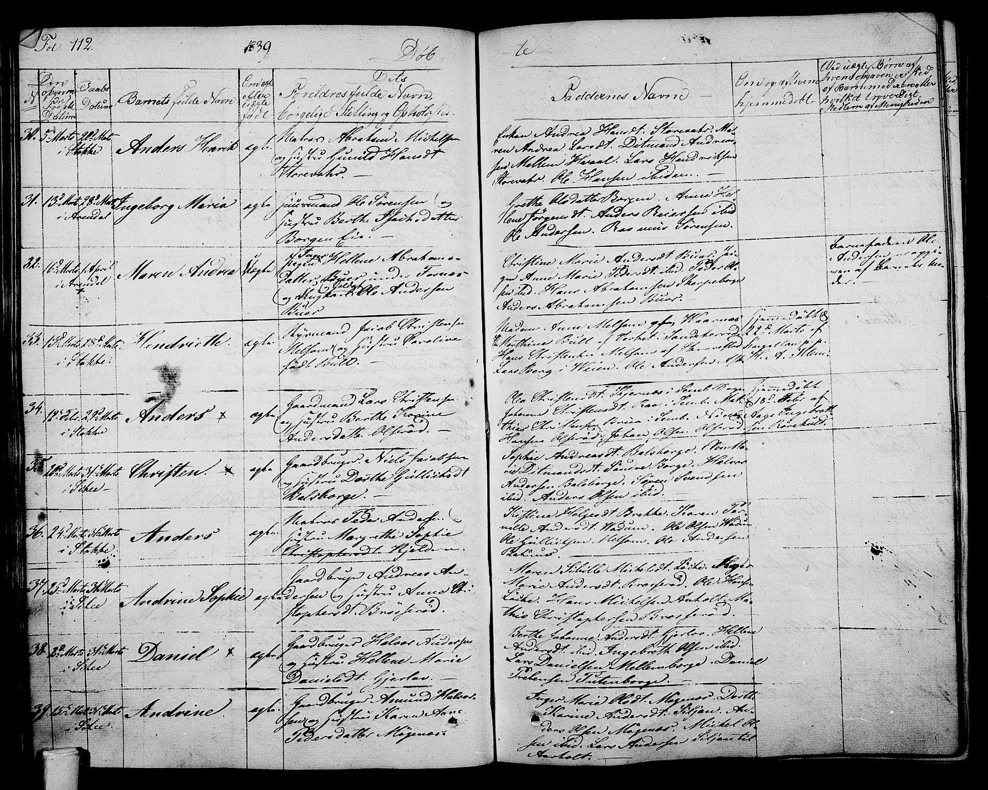 Stokke kirkebøker, AV/SAKO-A-320/F/Fa/L0006: Parish register (official) no. I 6, 1826-1843, p. 112