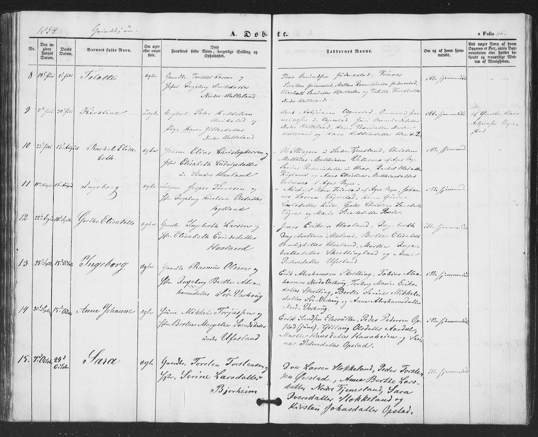 Hå sokneprestkontor, SAST/A-101801/001/30BA/L0007: Parish register (official) no. A 6, 1842-1855, p. 66