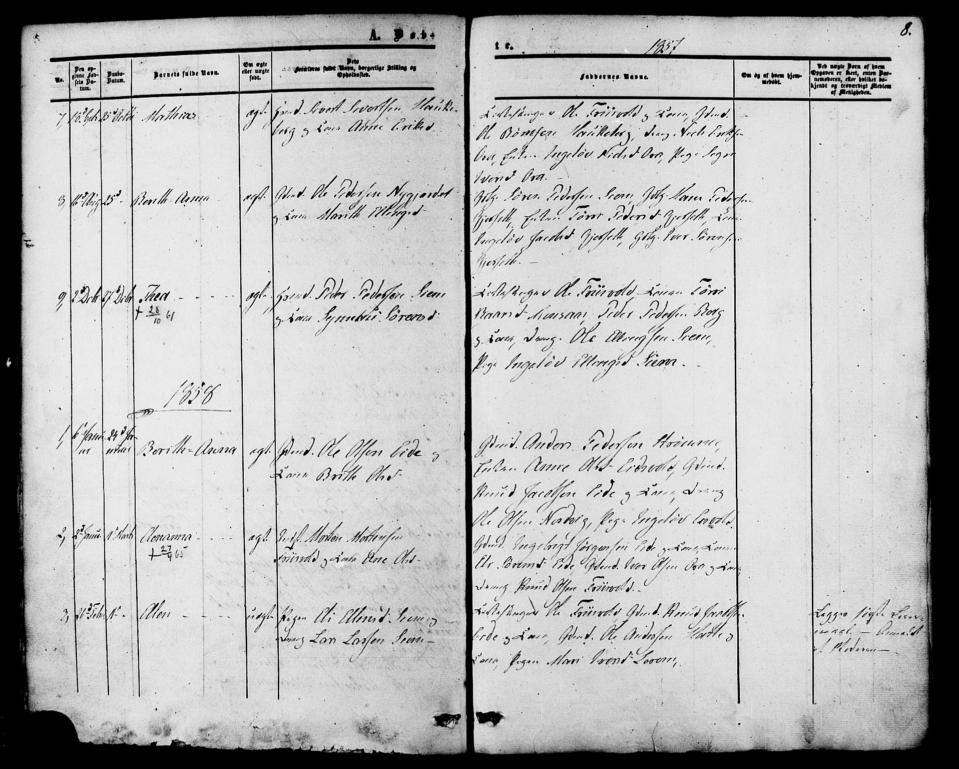 Ministerialprotokoller, klokkerbøker og fødselsregistre - Møre og Romsdal, AV/SAT-A-1454/542/L0552: Parish register (official) no. 542A02, 1854-1884, p. 8