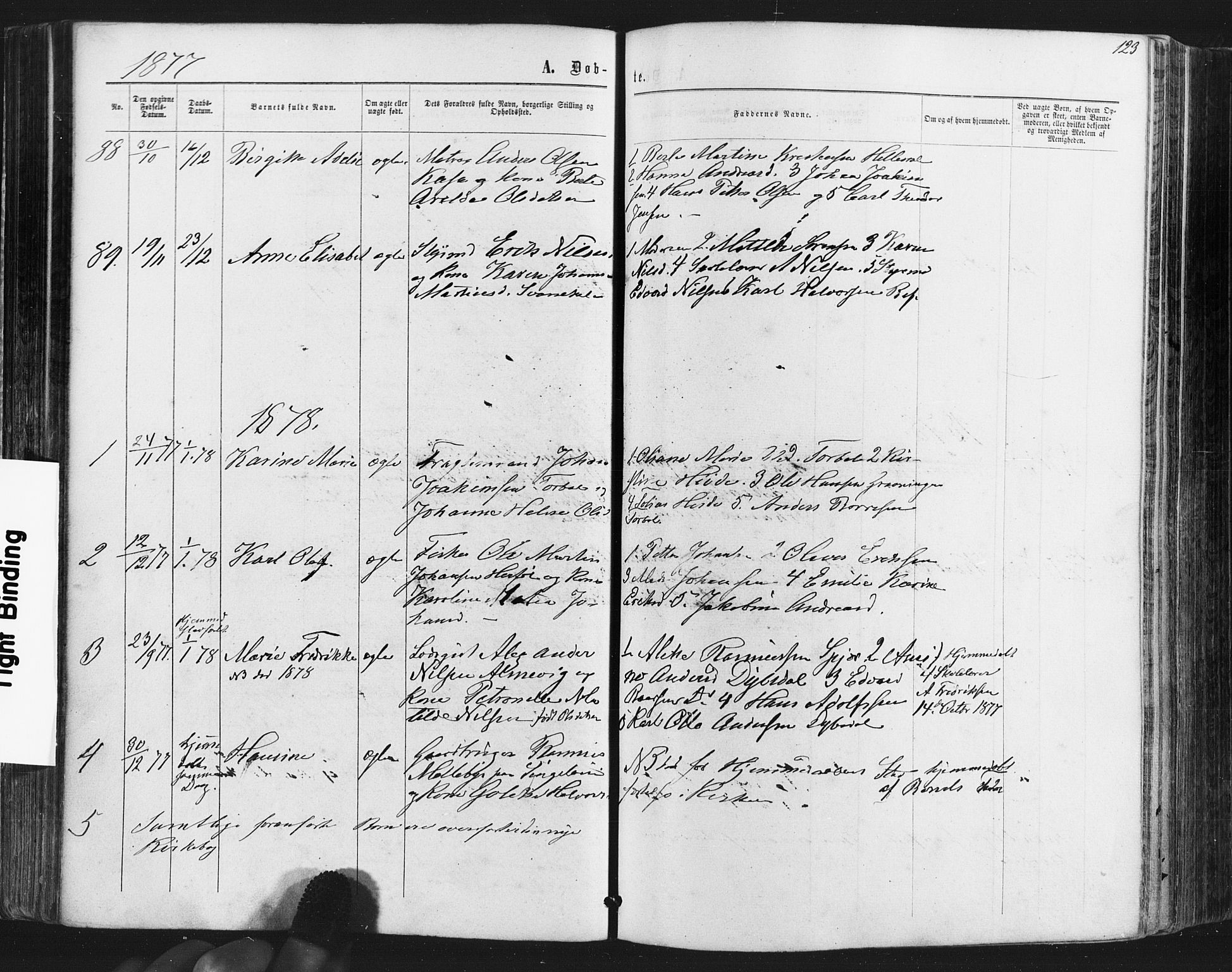 Hvaler prestekontor Kirkebøker, SAO/A-2001/F/Fa/L0007: Parish register (official) no. I 7, 1864-1878, p. 123
