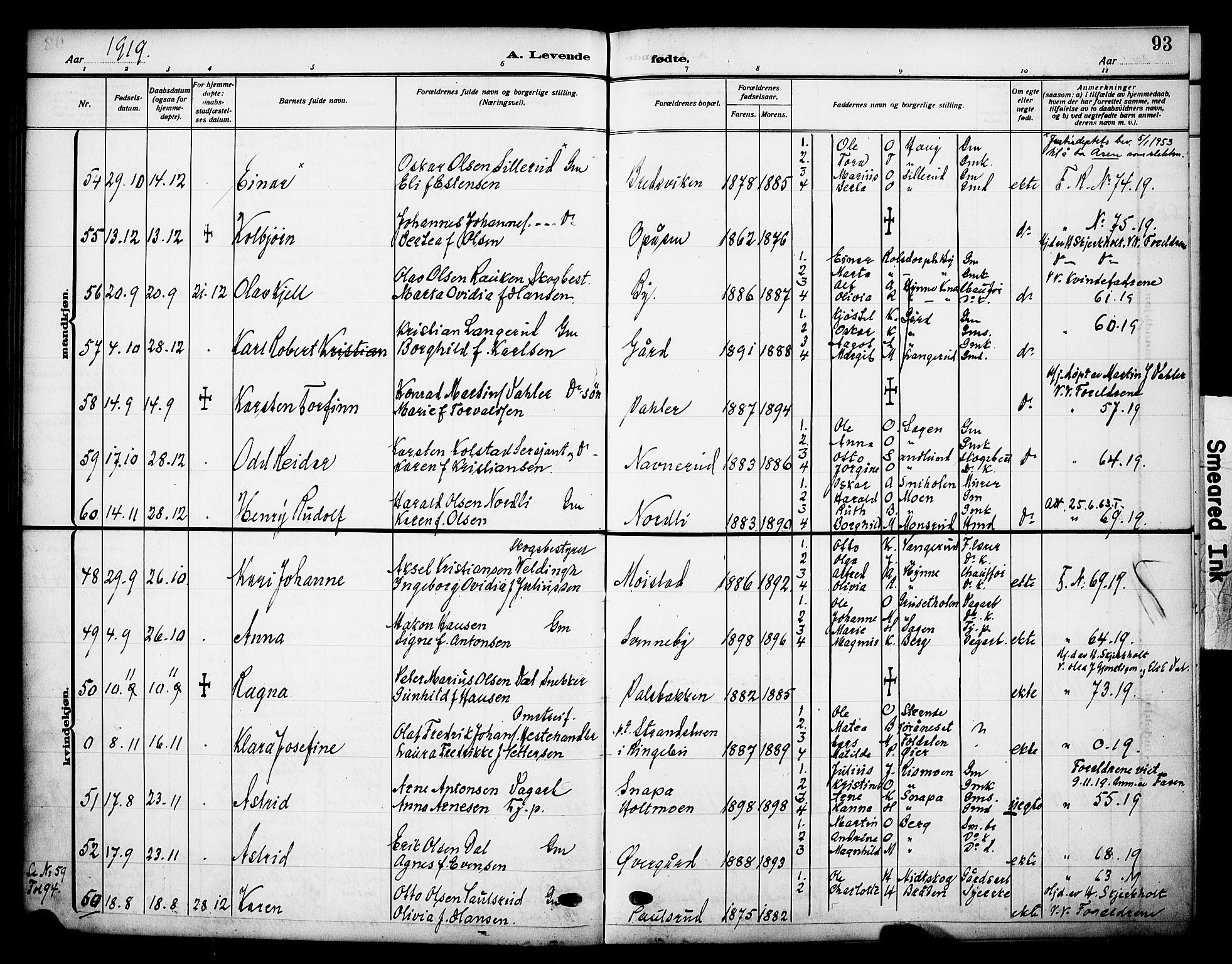 Grue prestekontor, AV/SAH-PREST-036/H/Ha/Haa/L0015: Parish register (official) no. 15, 1911-1922, p. 93