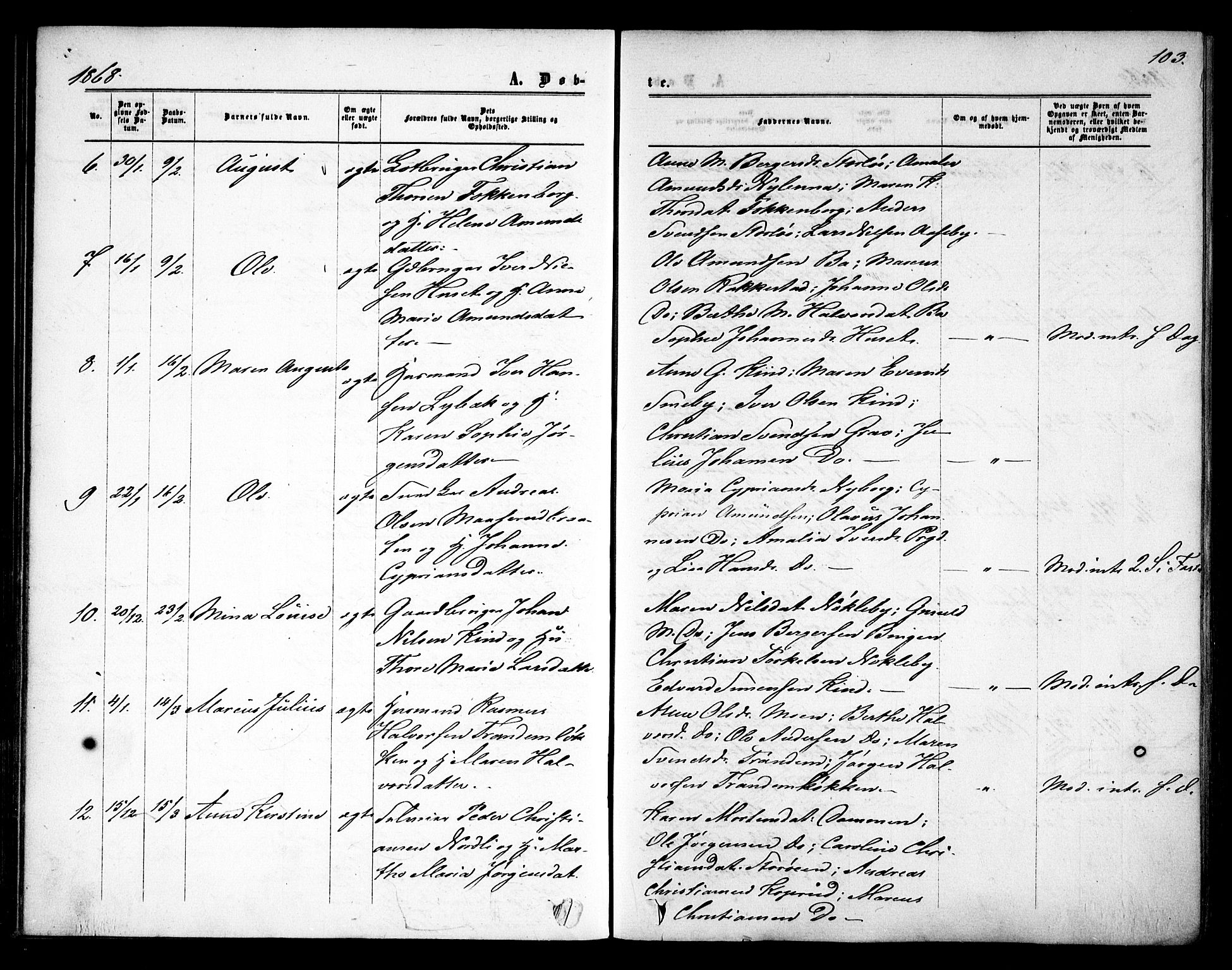 Rødenes prestekontor Kirkebøker, AV/SAO-A-2005/F/Fa/L0007: Parish register (official) no. I 7, 1860-1869, p. 103