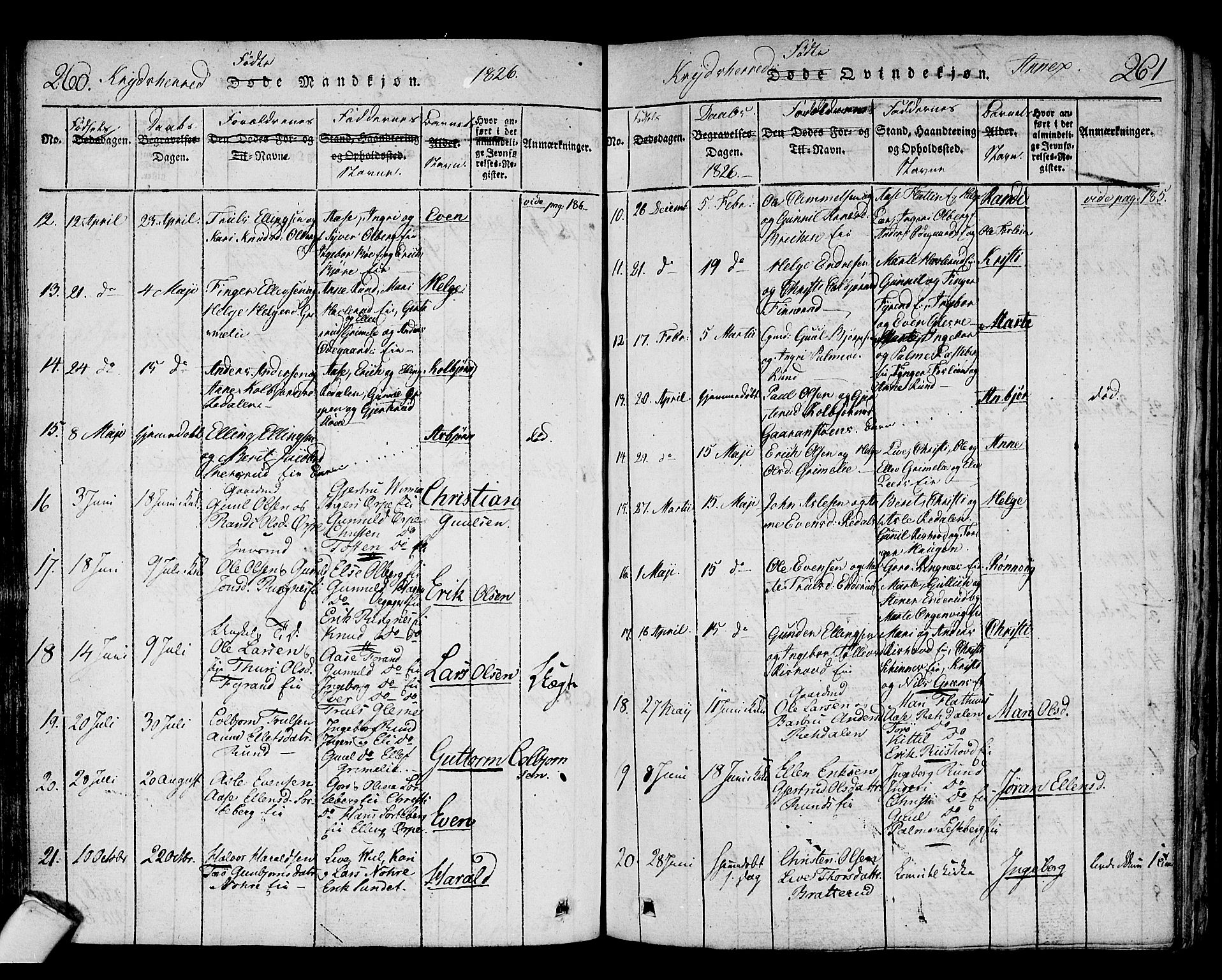 Sigdal kirkebøker, AV/SAKO-A-245/F/Fa/L0005: Parish register (official) no. I 5 /3, 1815-1829, p. 260-261