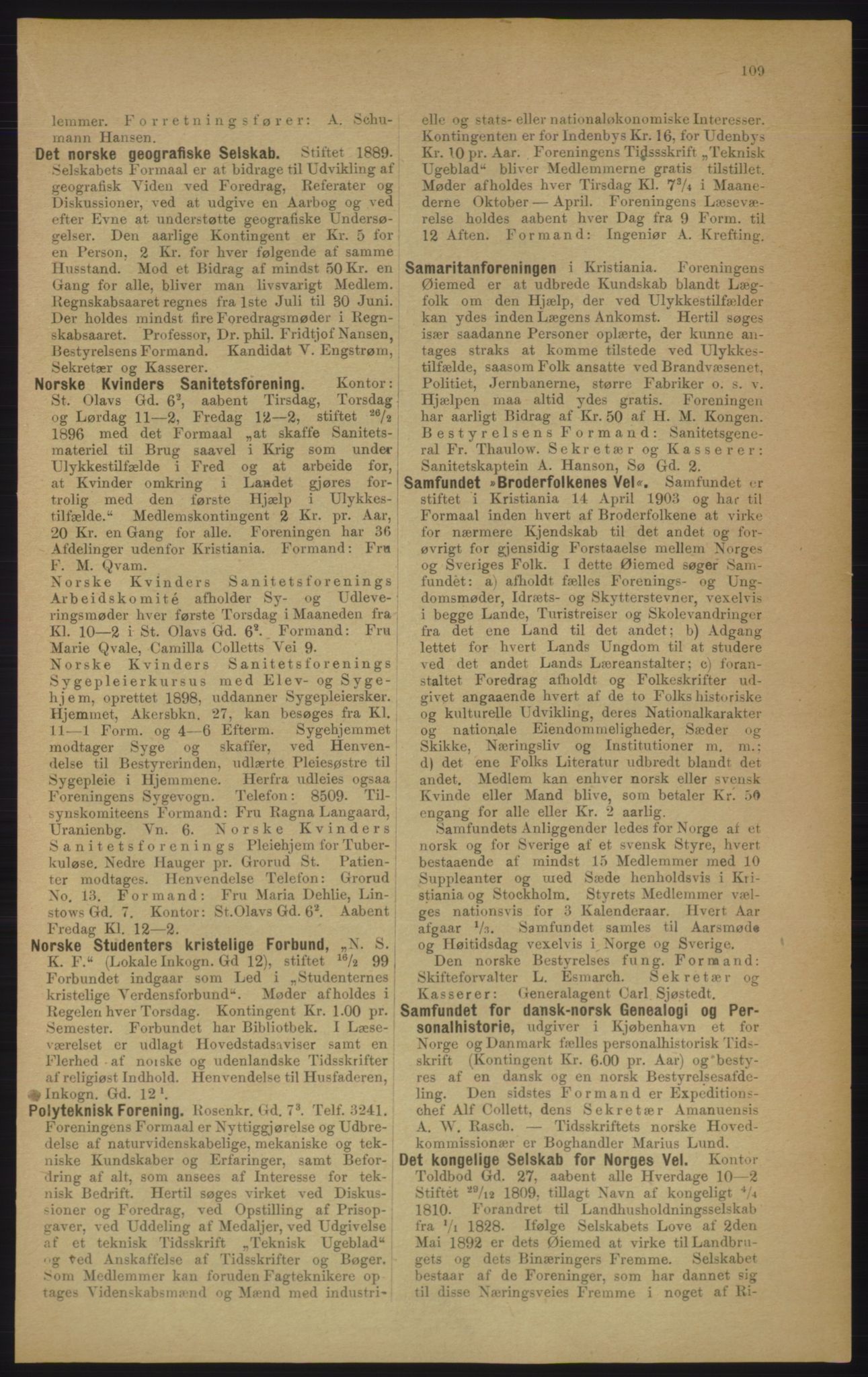 Kristiania/Oslo adressebok, PUBL/-, 1906, p. 109