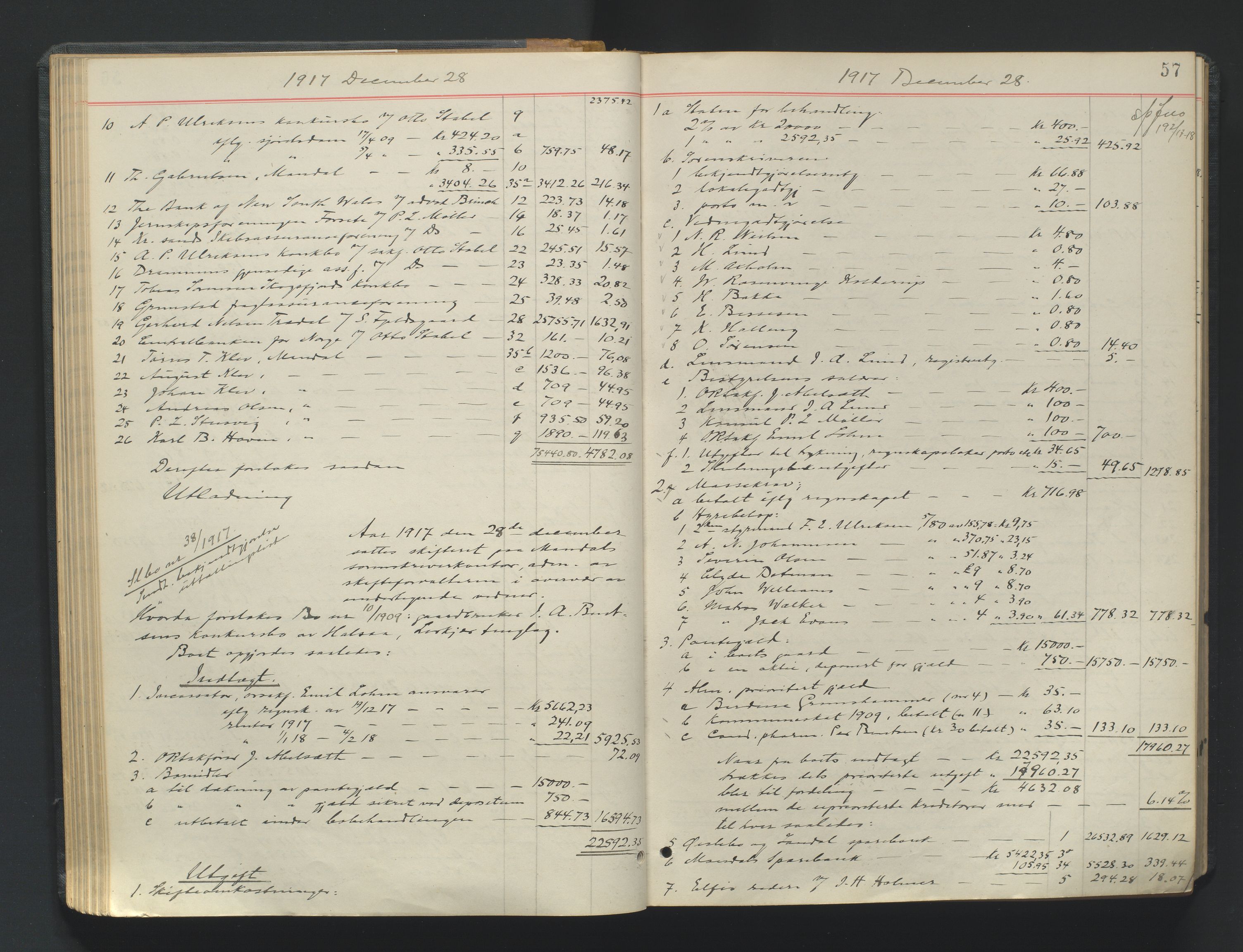 Mandal sorenskriveri, AV/SAK-1221-0005/001/H/Hc/L0099: Skifteutlodningsprotokoll nr 8, 1917-1923, p. 57