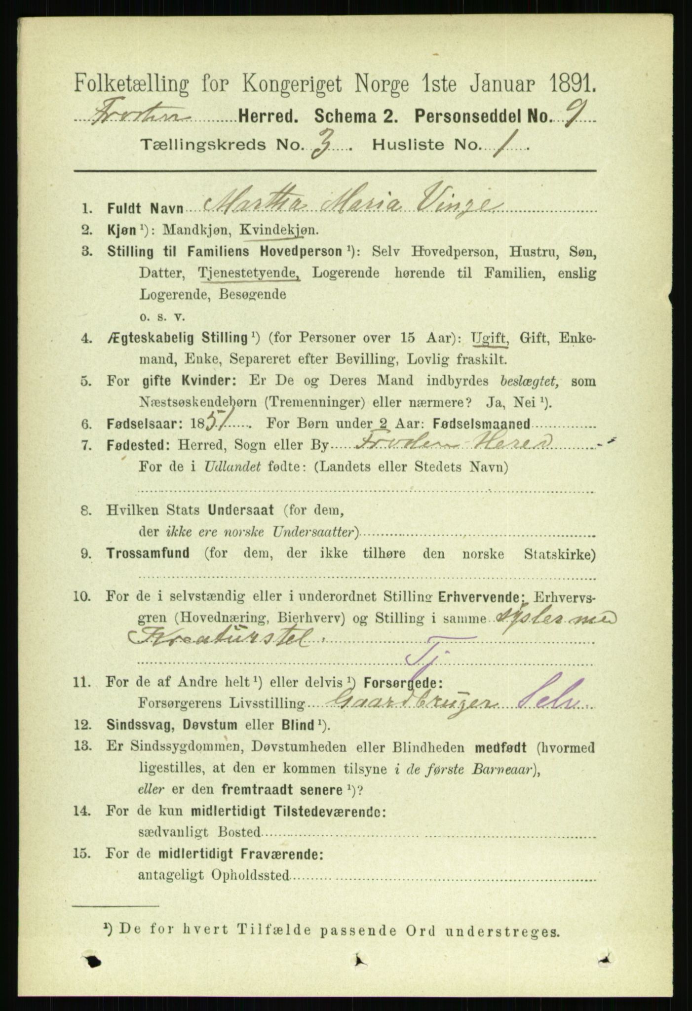 RA, 1891 census for 1717 Frosta, 1891, p. 1890