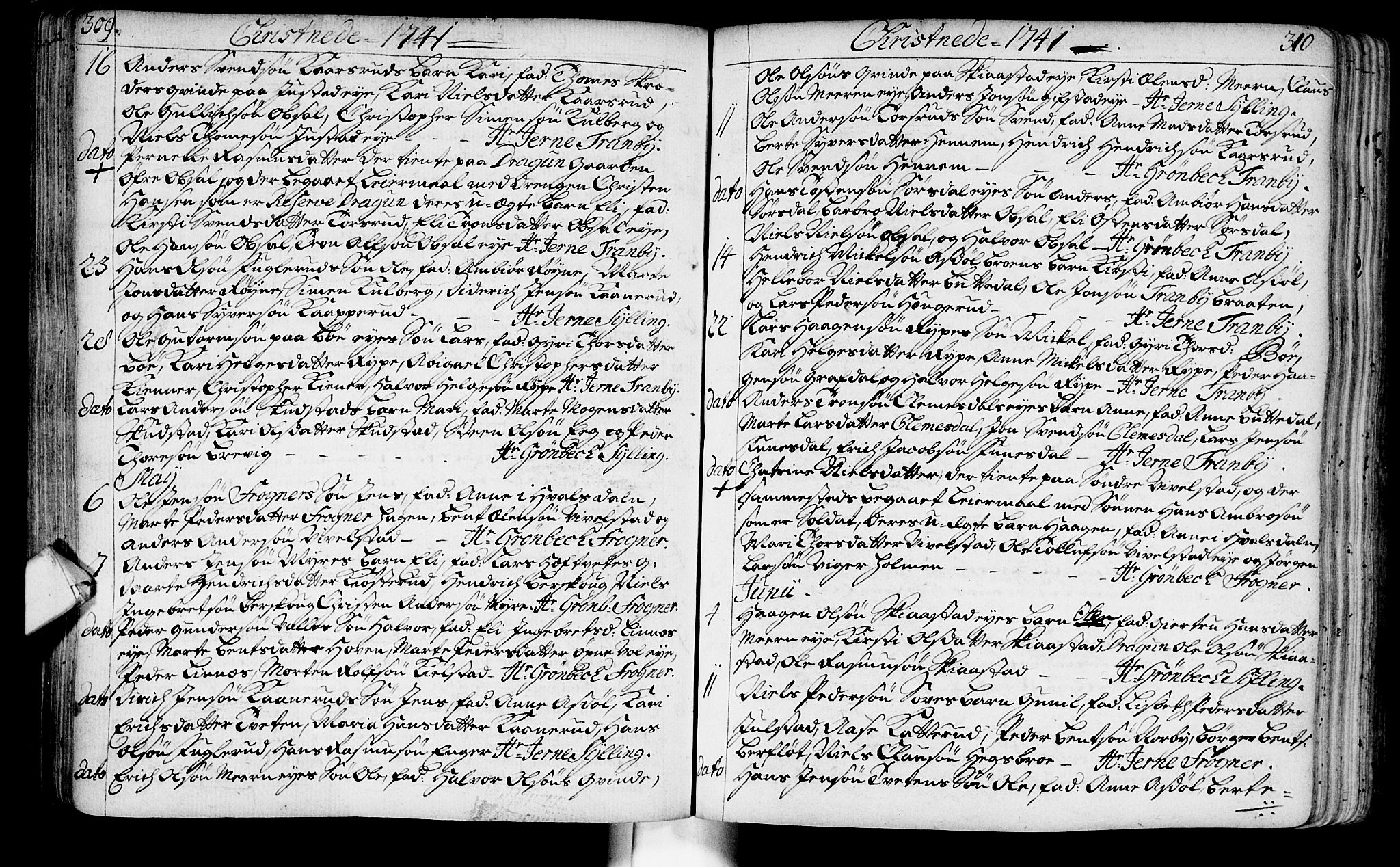 Lier kirkebøker, SAKO/A-230/F/Fa/L0003: Parish register (official) no. I 3, 1727-1748, p. 309-310
