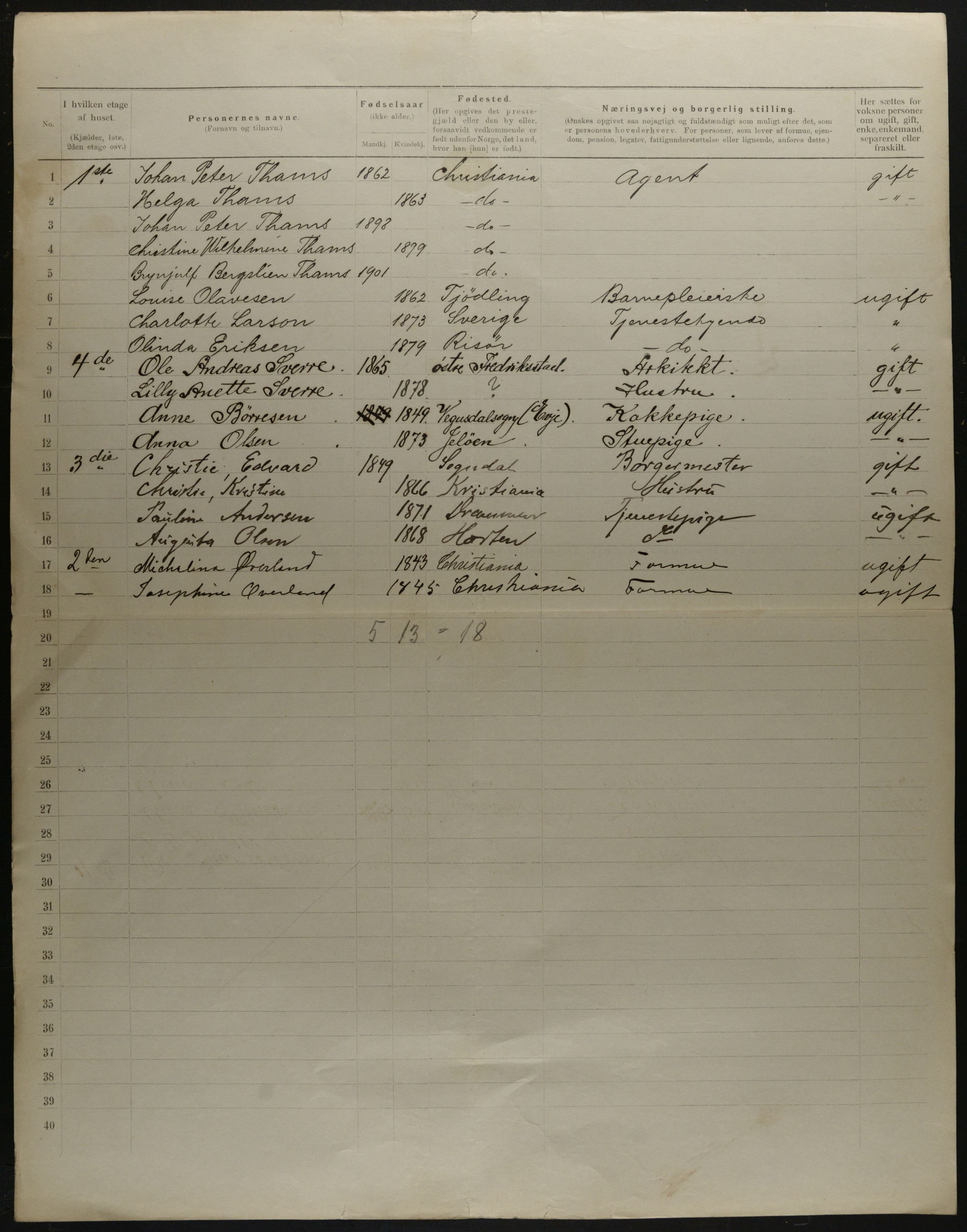 OBA, Municipal Census 1901 for Kristiania, 1901, p. 16747