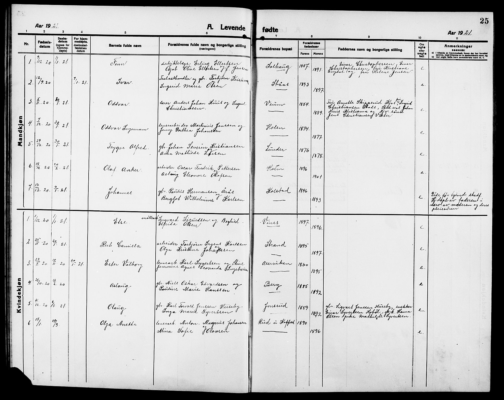 Skiptvet prestekontor Kirkebøker, AV/SAO-A-20009/G/Ga/L0003: Parish register (copy) no. 3, 1916-1924, p. 25