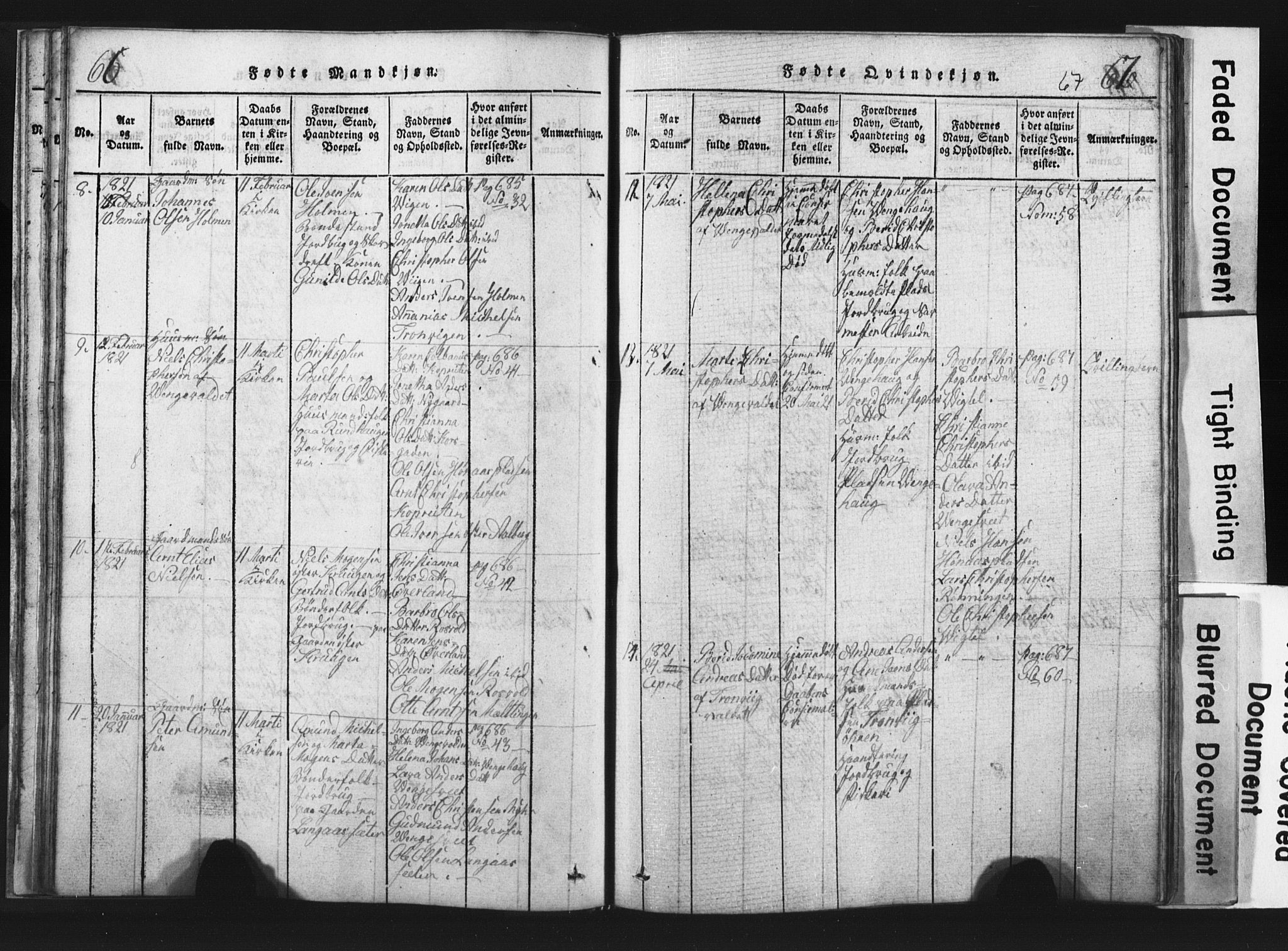 Ministerialprotokoller, klokkerbøker og fødselsregistre - Nord-Trøndelag, AV/SAT-A-1458/701/L0017: Parish register (copy) no. 701C01, 1817-1825, p. 66-67