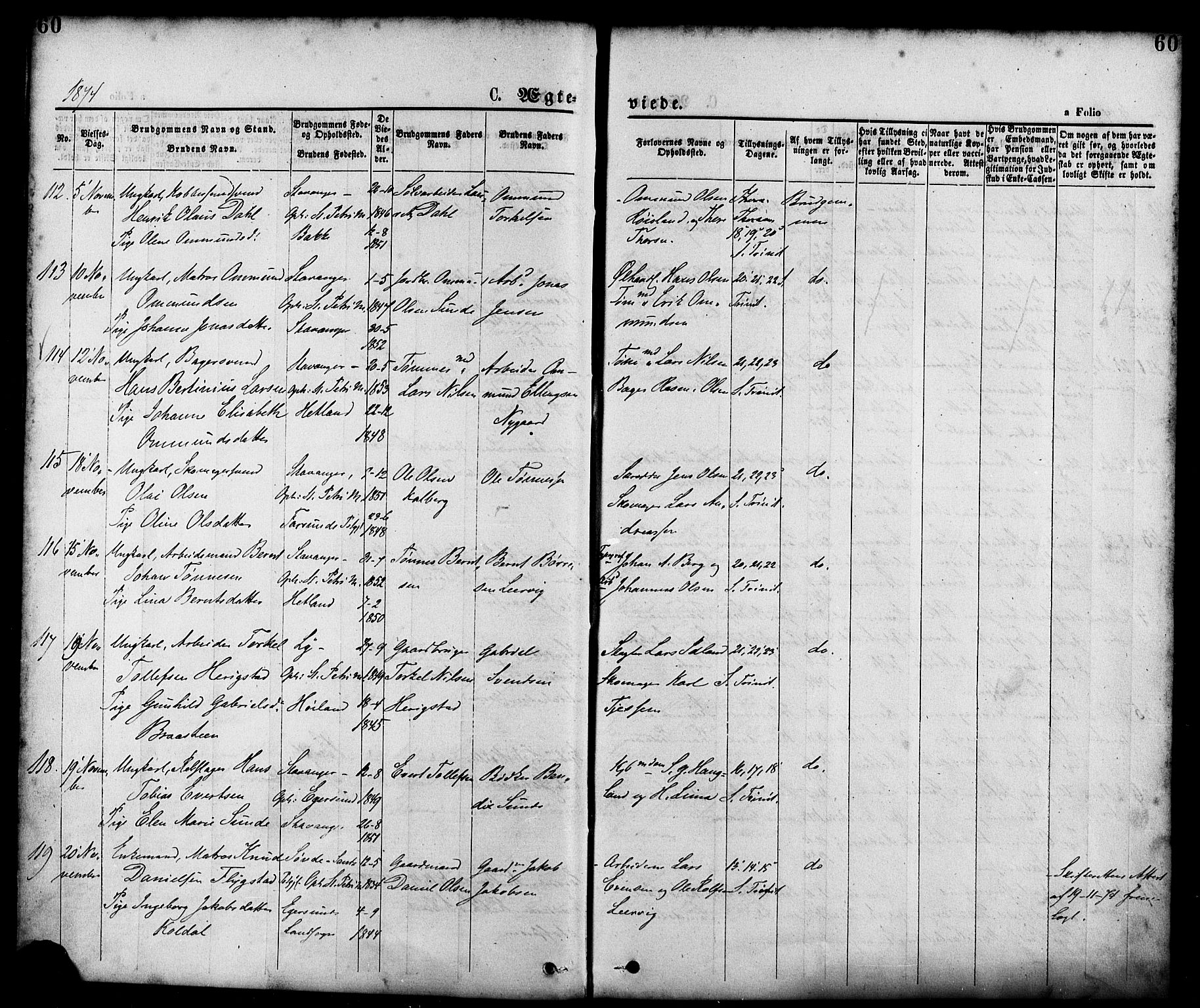 St. Petri sokneprestkontor, AV/SAST-A-101813/001/30/30BA/L0010: Parish register (official) no. A 10, 1869-1878, p. 60