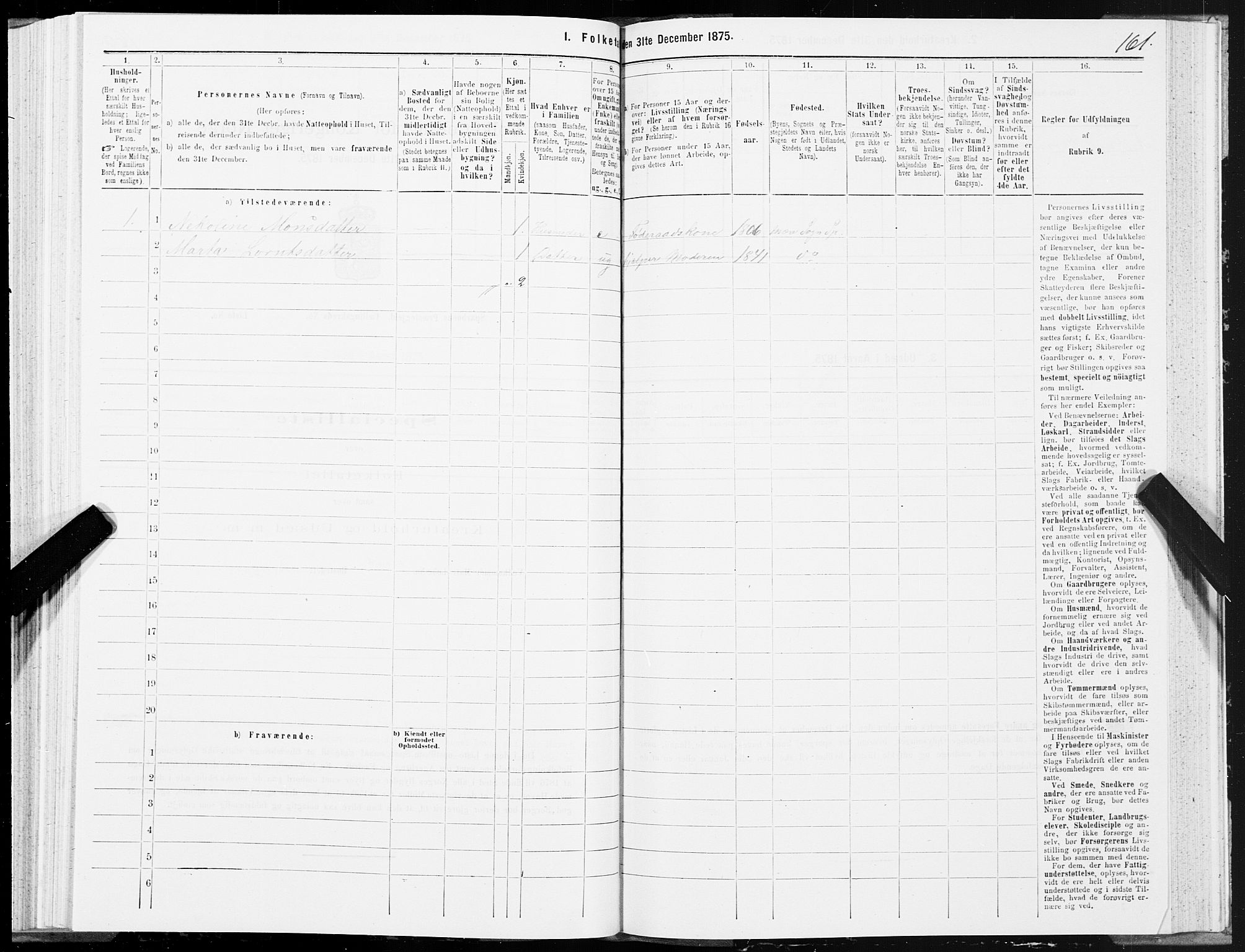 SAT, 1875 census for 1731P Sparbu, 1875, p. 1161