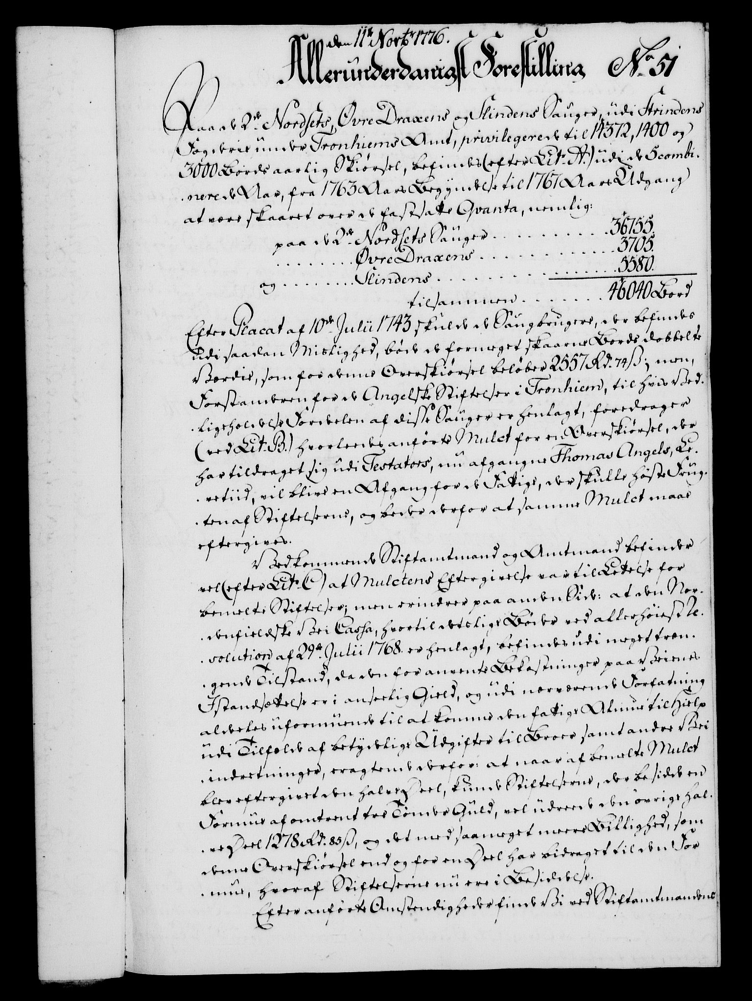 Rentekammeret, Kammerkanselliet, RA/EA-3111/G/Gf/Gfa/L0058: Norsk relasjons- og resolusjonsprotokoll (merket RK 52.58), 1776, p. 207