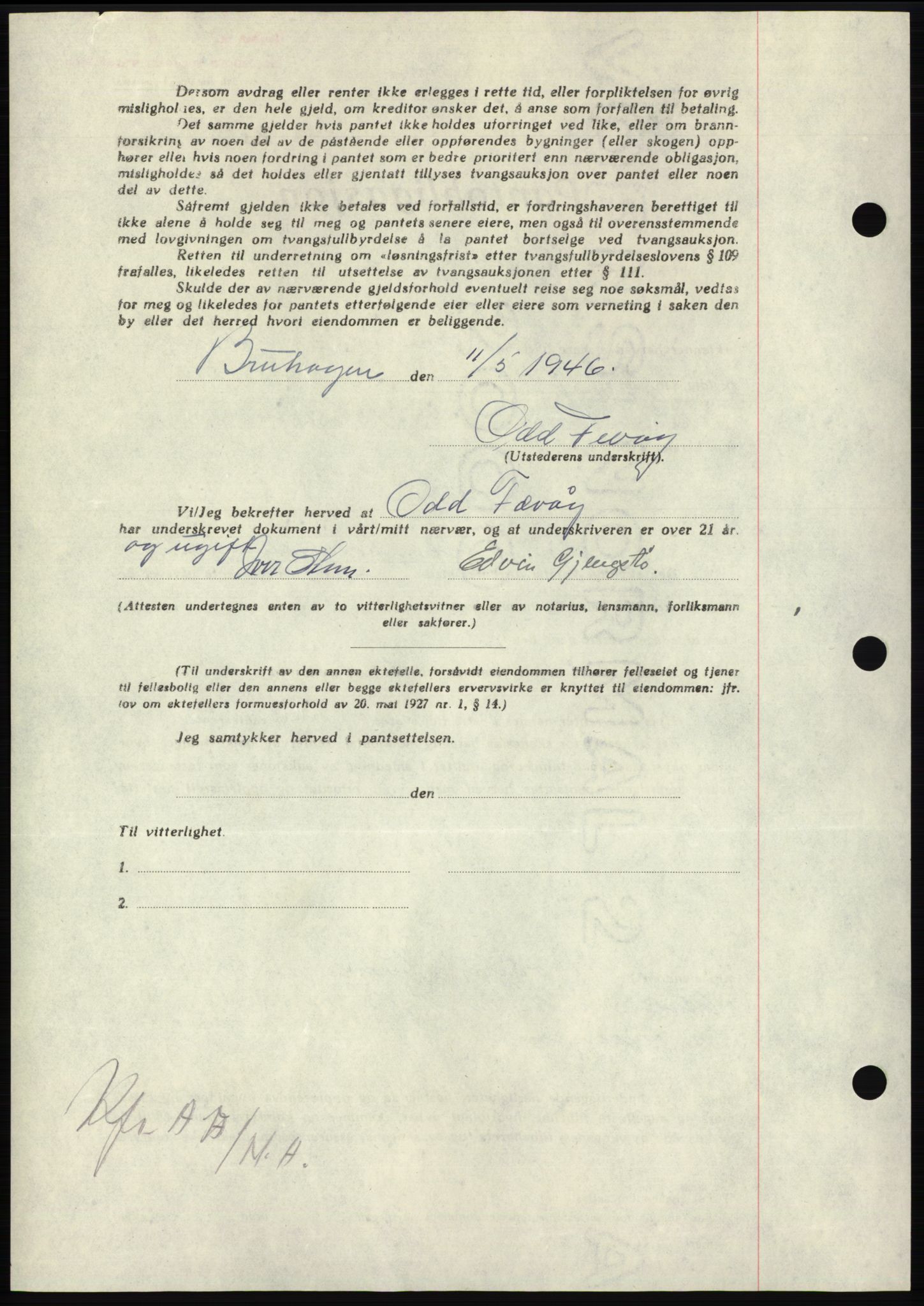 Nordmøre sorenskriveri, AV/SAT-A-4132/1/2/2Ca: Mortgage book no. B94, 1946-1946, Diary no: : 910/1946