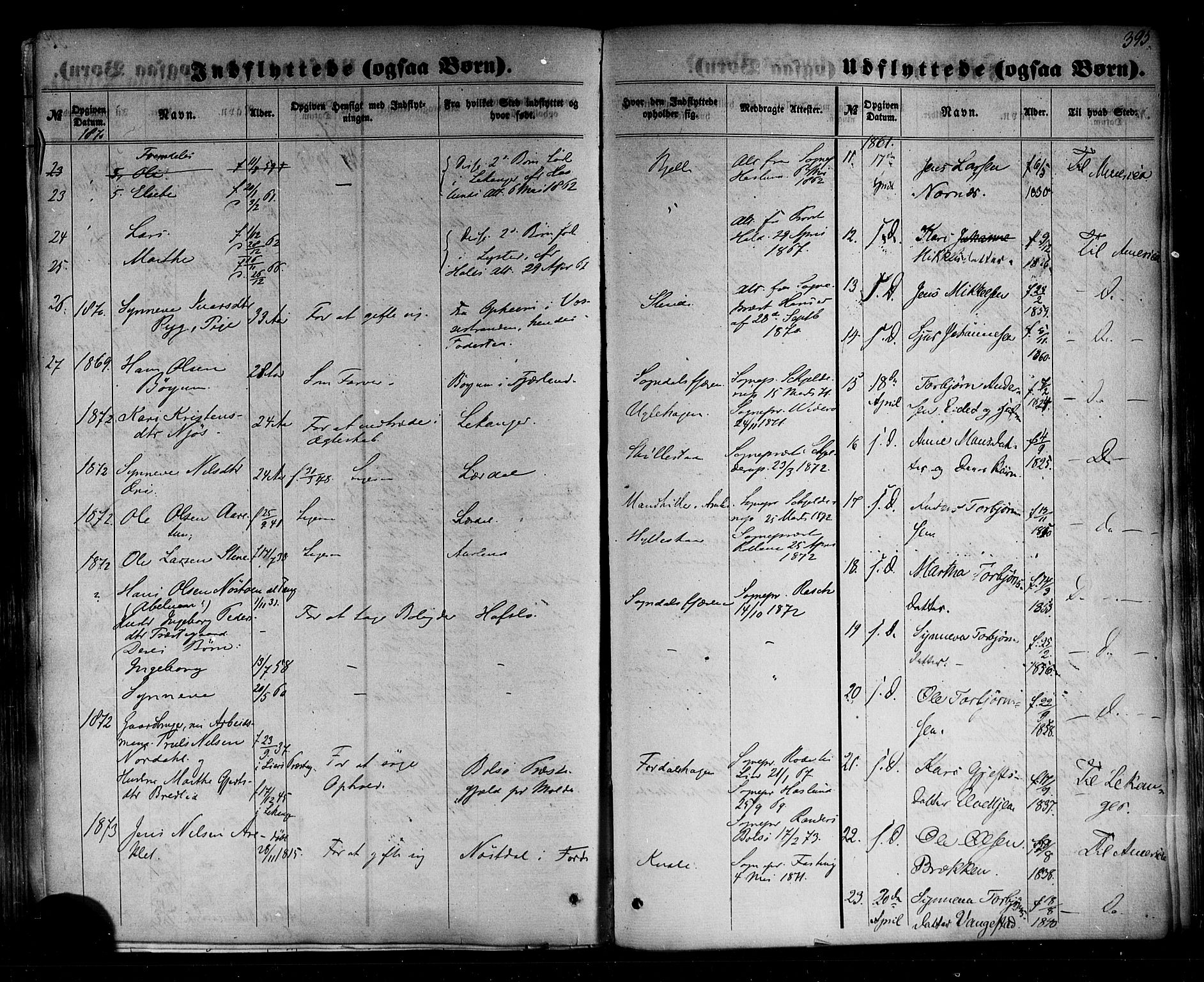 Sogndal sokneprestembete, SAB/A-81301/H/Haa/Haaa/L0013: Parish register (official) no. A 13, 1859-1877, p. 395