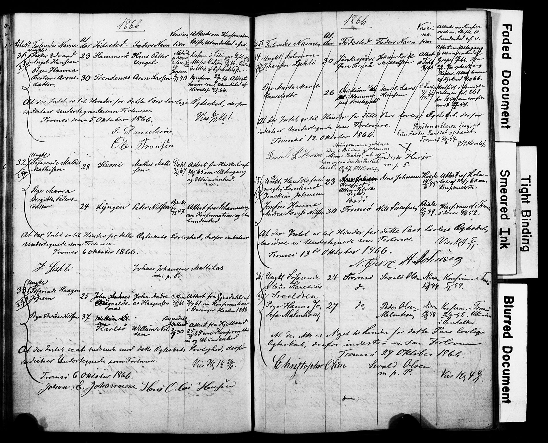 Tromsø sokneprestkontor/stiftsprosti/domprosti, SATØ/S-1343/H/Hc/L0097: Banns register no. 3, 1851-1872