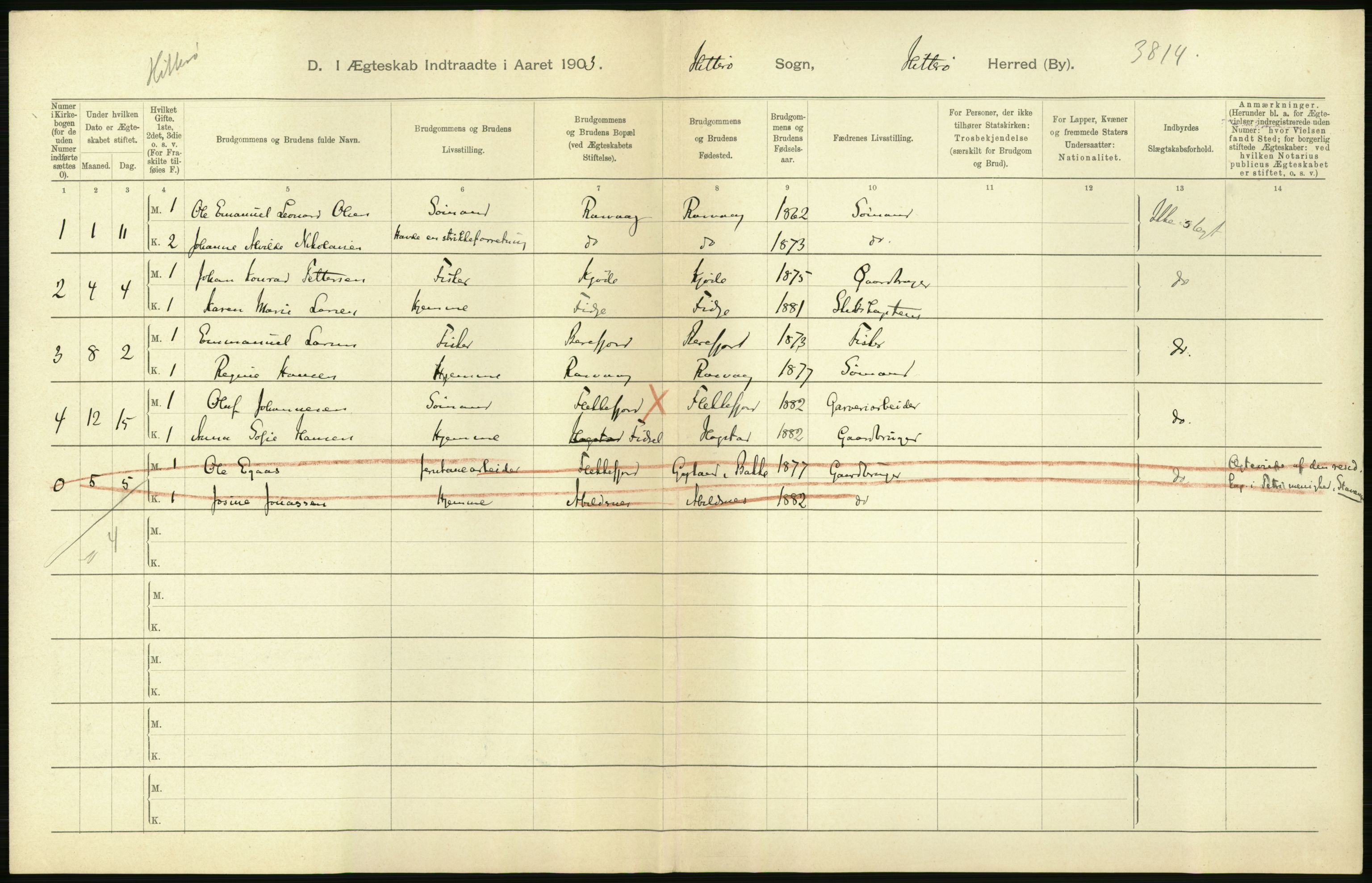 Statistisk sentralbyrå, Sosiodemografiske emner, Befolkning, AV/RA-S-2228/D/Df/Dfa/Dfaa/L0011: Lister og Mandal amt: Fødte, gifte, døde, 1903, p. 284