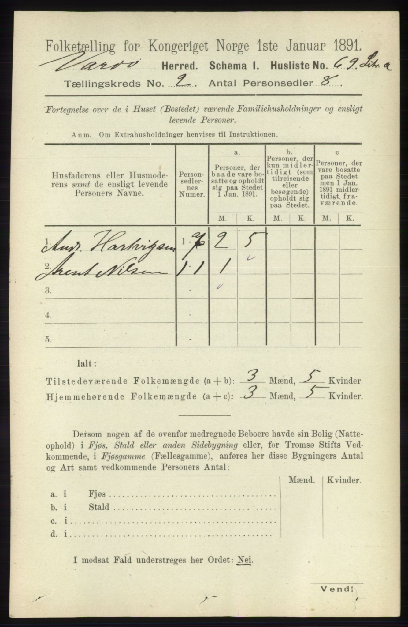 RA, 1891 census for 2028 Vardø, 1891, p. 294