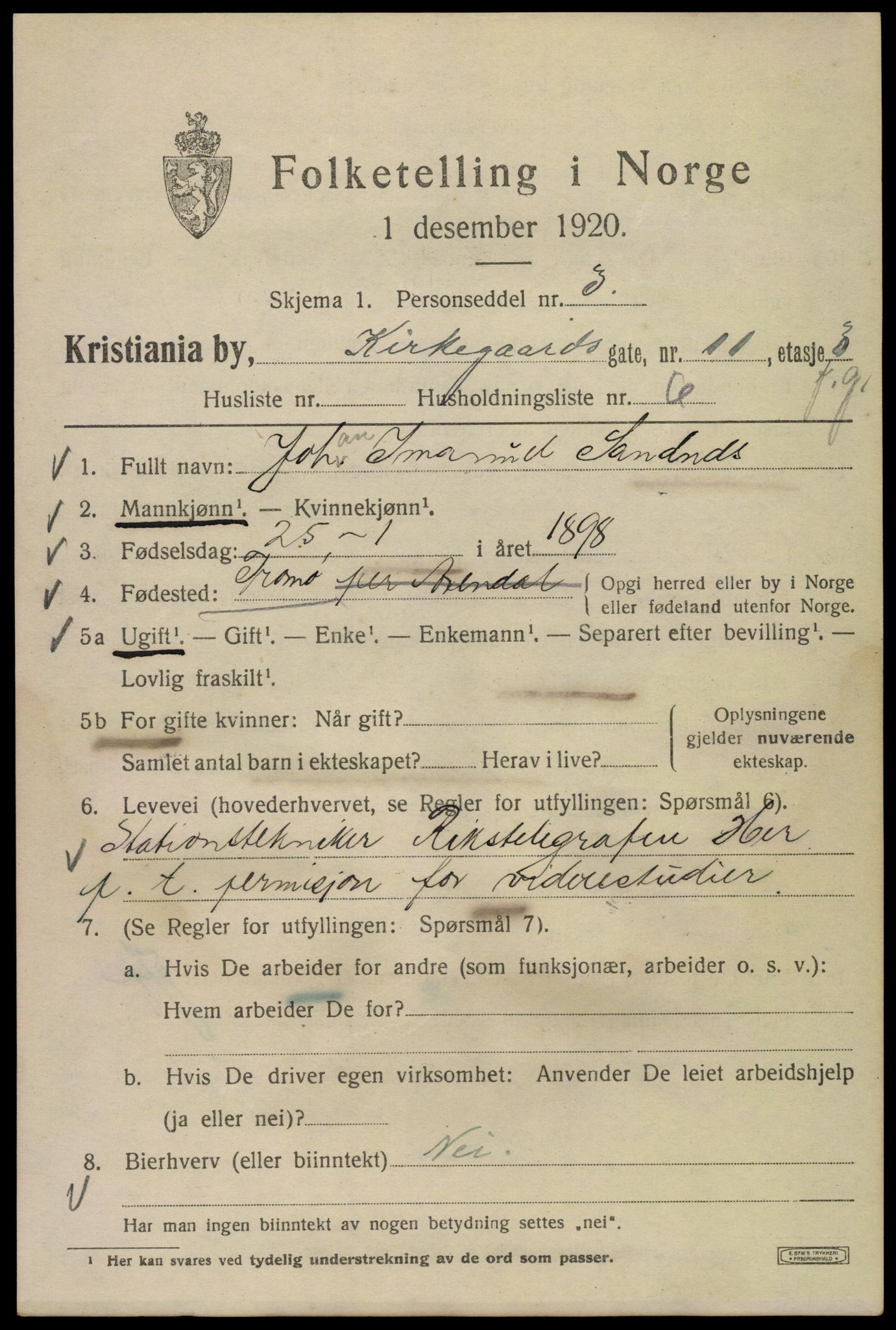 SAO, 1920 census for Kristiania, 1920, p. 334529