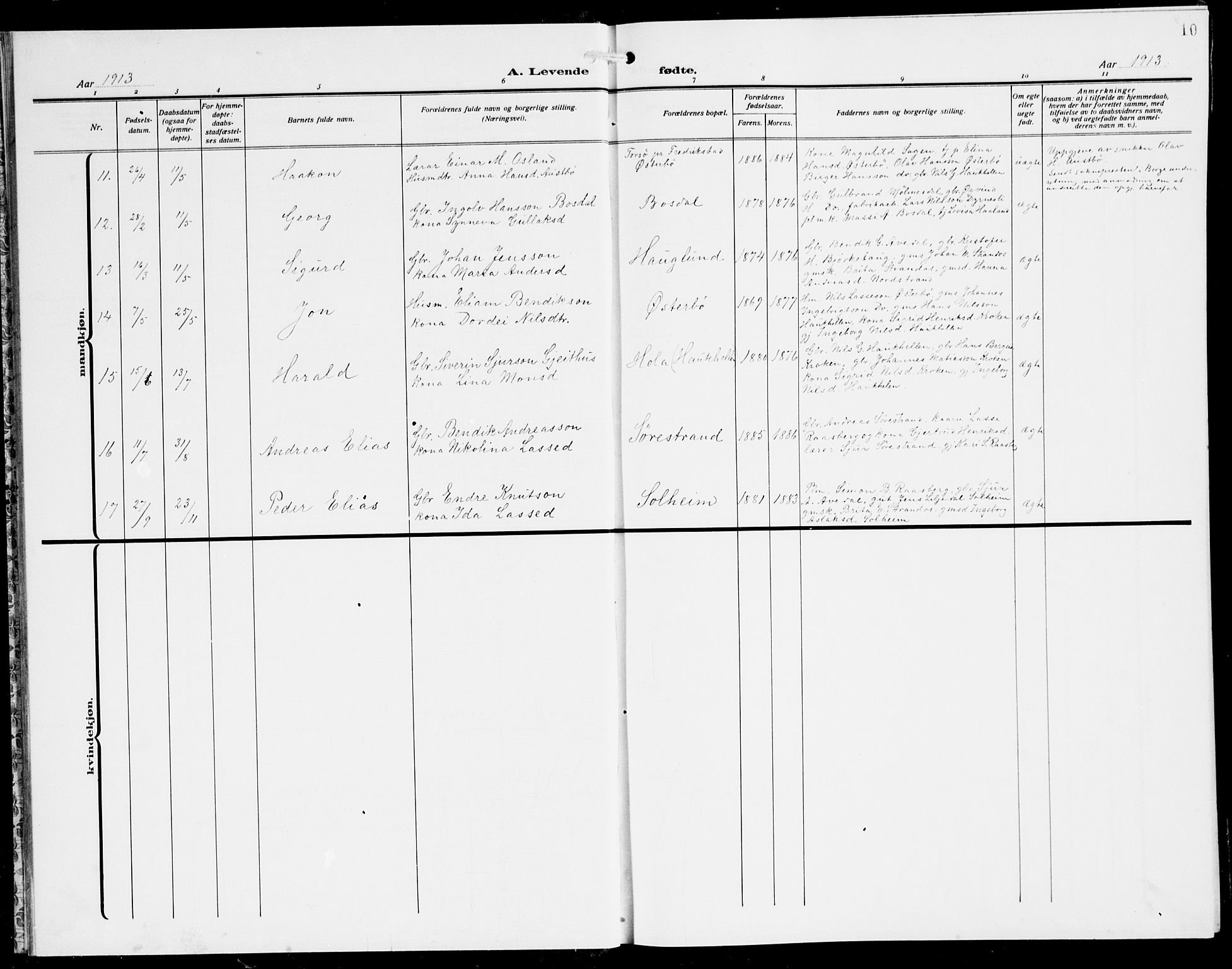 Lavik sokneprestembete, AV/SAB-A-80901: Parish register (copy) no. A 3, 1911-1942, p. 10