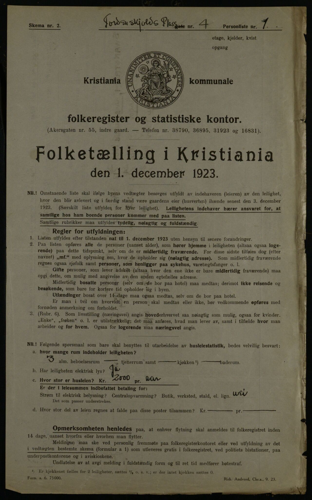 OBA, Municipal Census 1923 for Kristiania, 1923, p. 125646