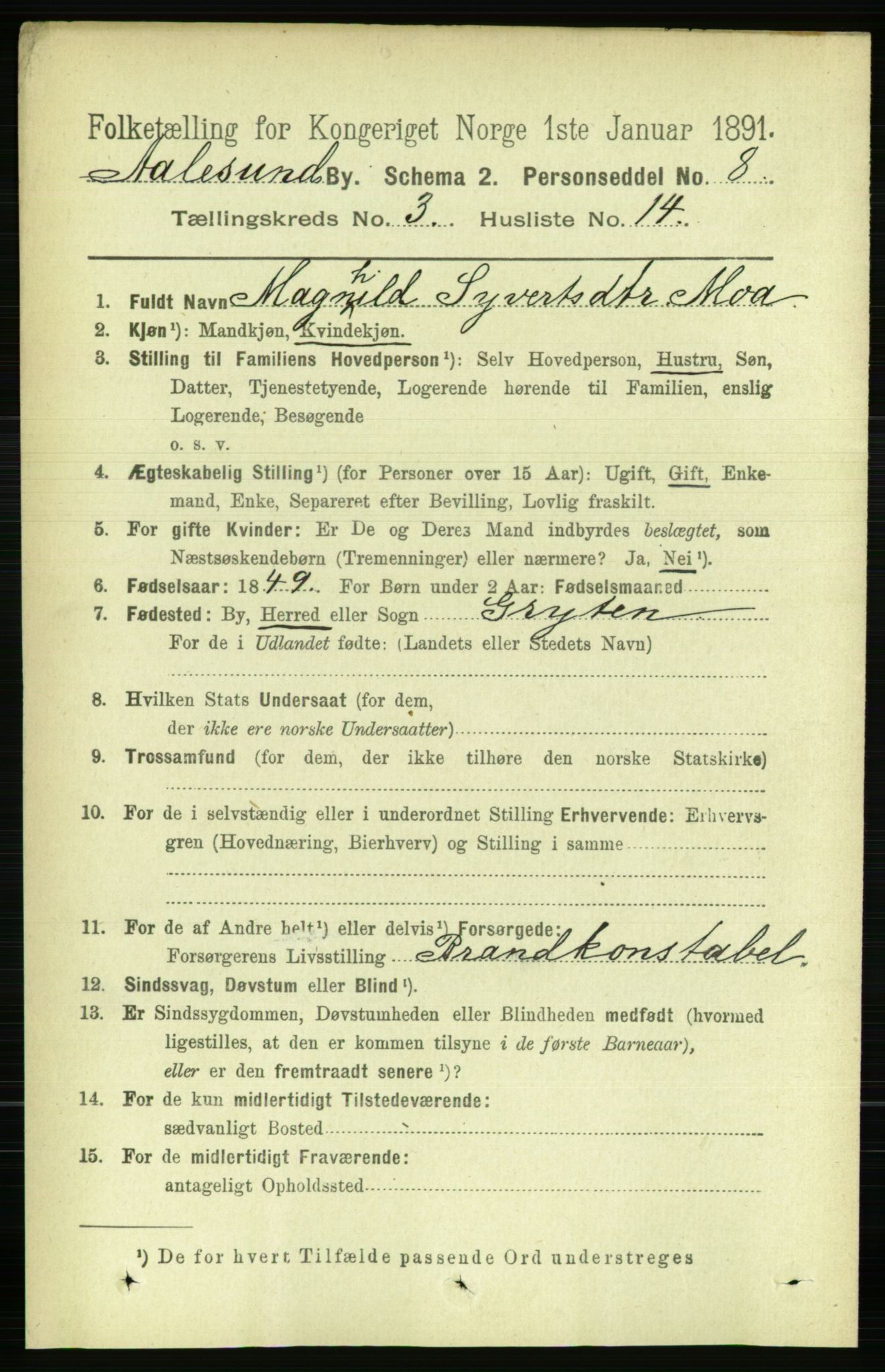 RA, 1891 census for 1501 Ålesund, 1891, p. 2439