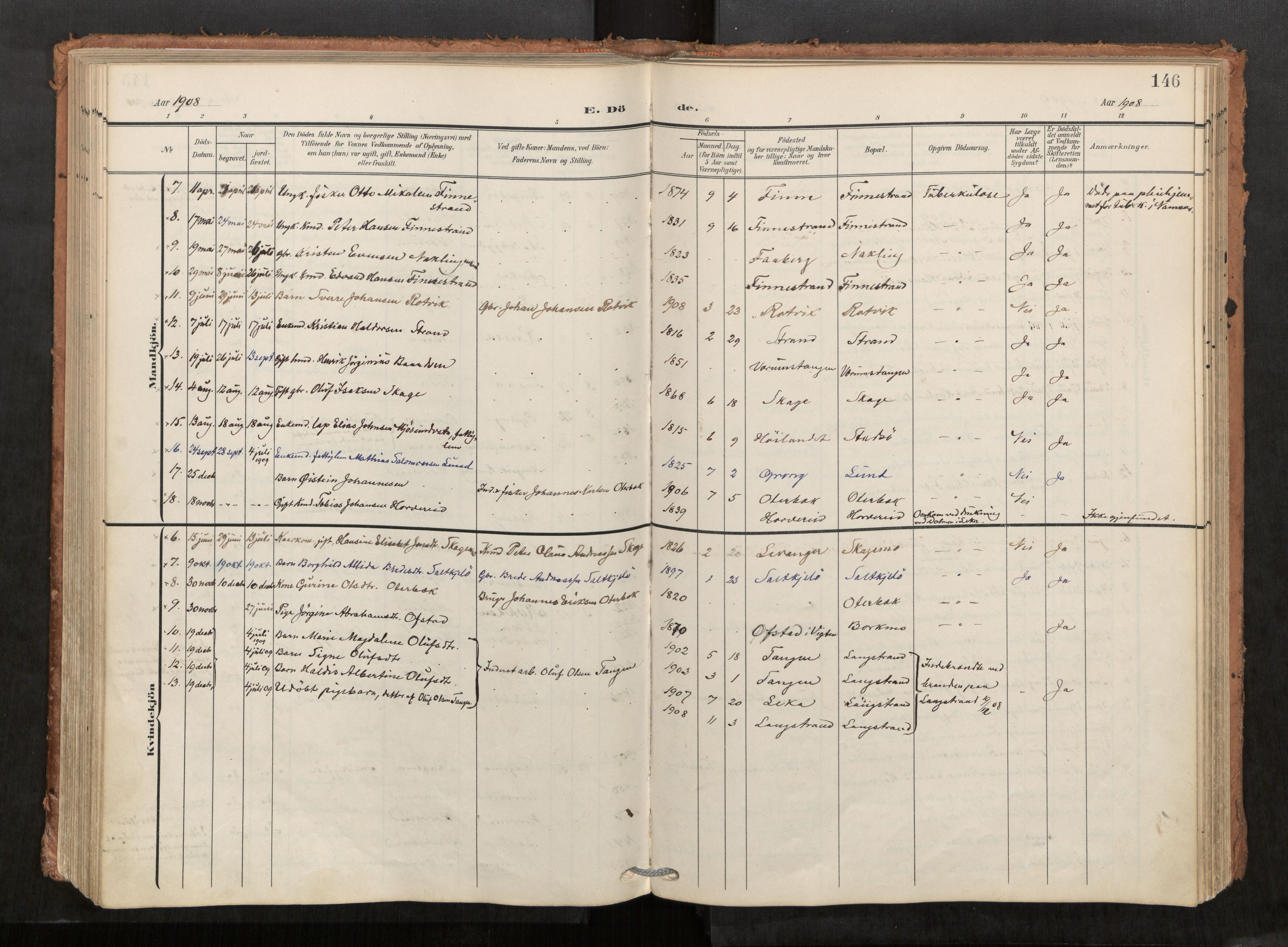 Kolvereid sokneprestkontor, AV/SAT-A-1171/H/Ha/Haa/L0001: Parish register (official) no. 1, 1903-1922, p. 146