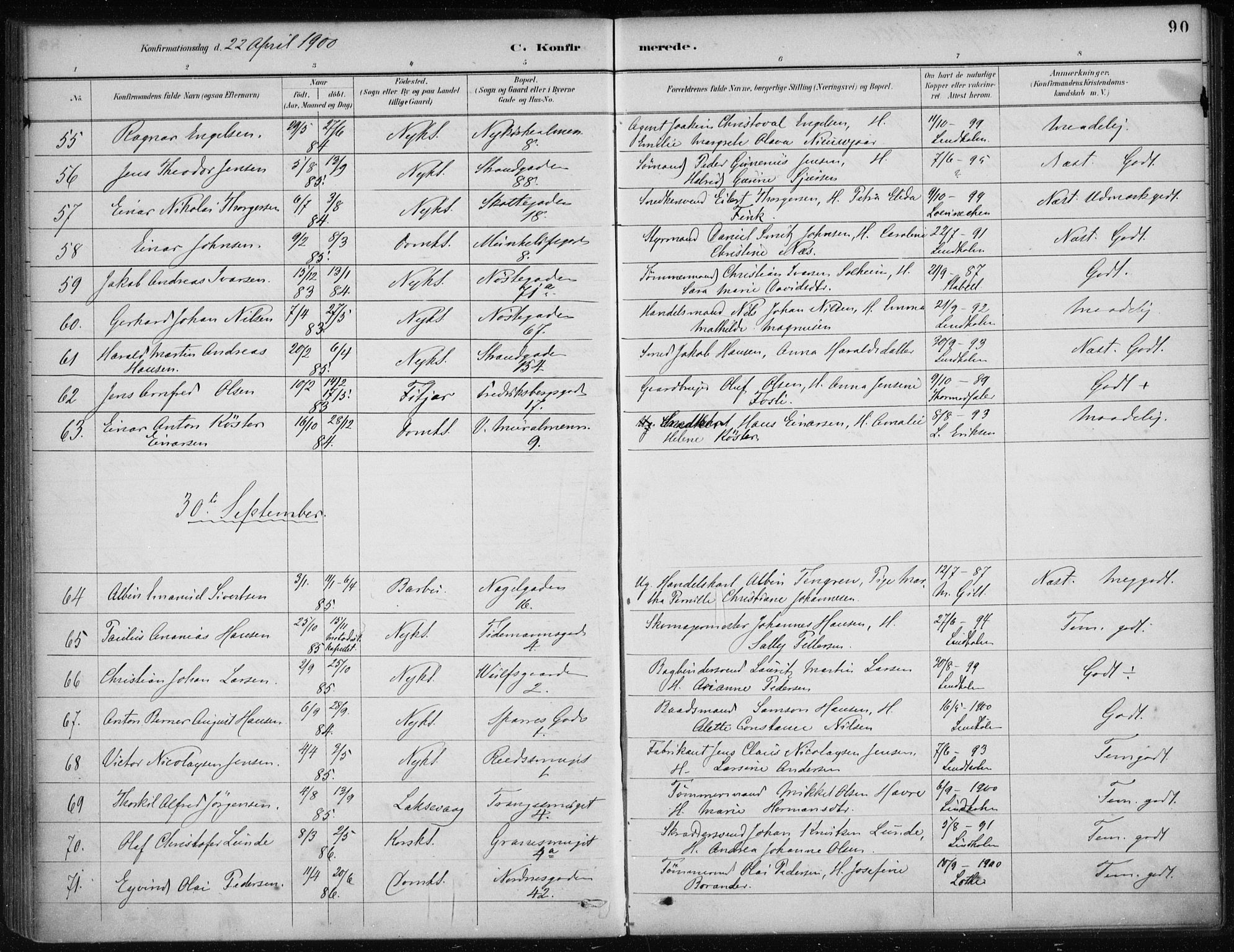Nykirken Sokneprestembete, AV/SAB-A-77101/H/Haa/L0027: Parish register (official) no. C 6, 1886-1913, p. 90