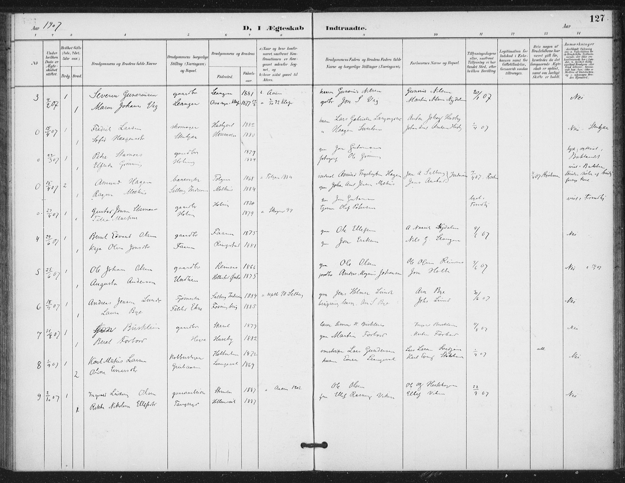 Ministerialprotokoller, klokkerbøker og fødselsregistre - Nord-Trøndelag, SAT/A-1458/714/L0131: Parish register (official) no. 714A02, 1896-1918, p. 127