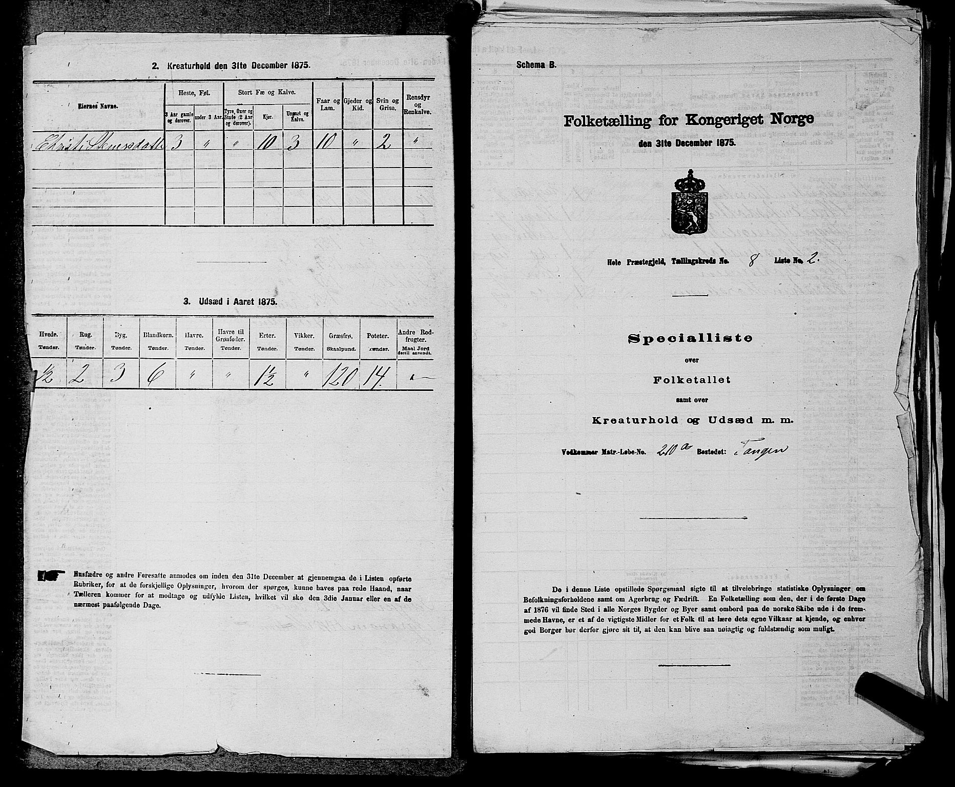 SAKO, 1875 census for 0612P Hole, 1875, p. 1380