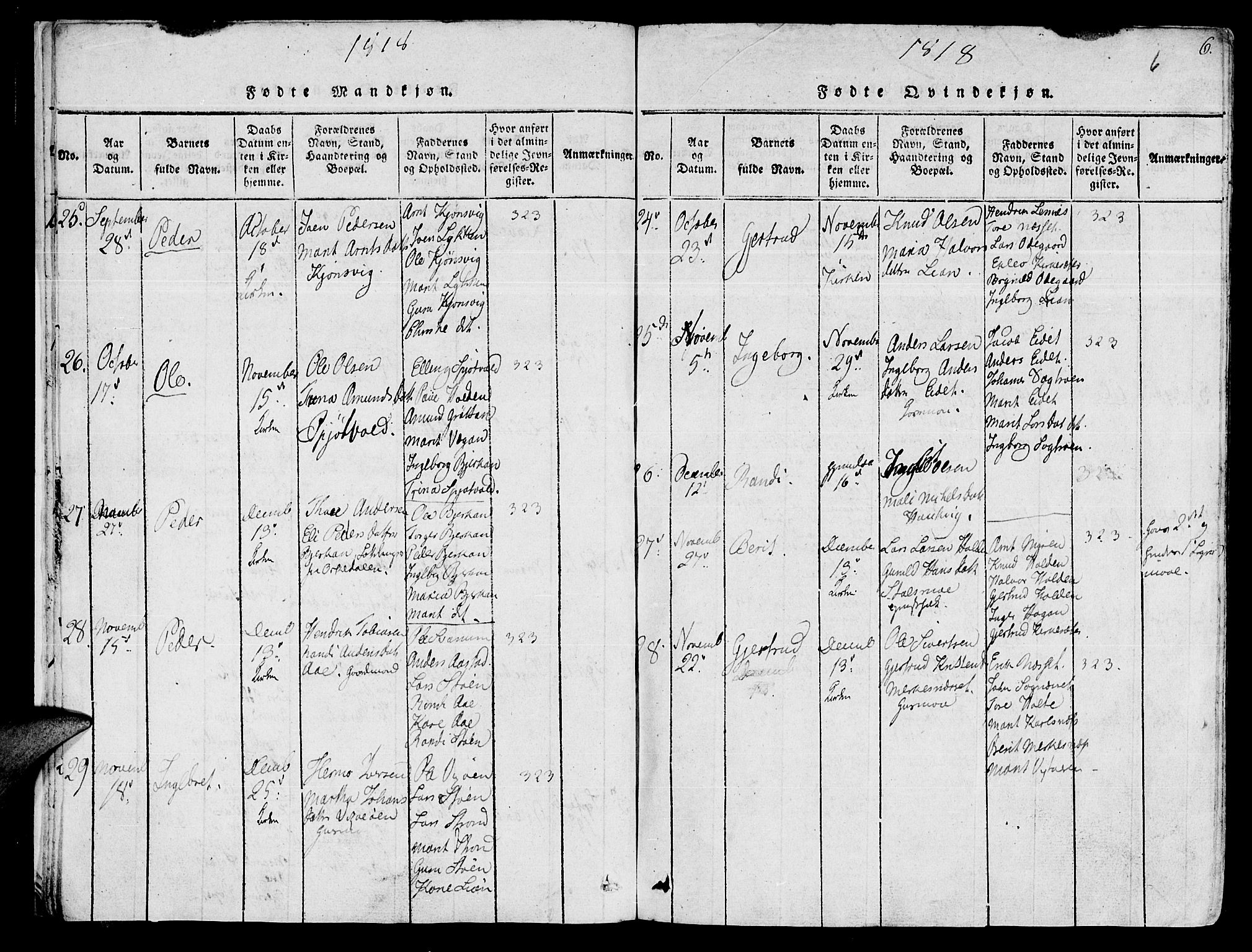 Ministerialprotokoller, klokkerbøker og fødselsregistre - Sør-Trøndelag, SAT/A-1456/630/L0491: Parish register (official) no. 630A04, 1818-1830, p. 6