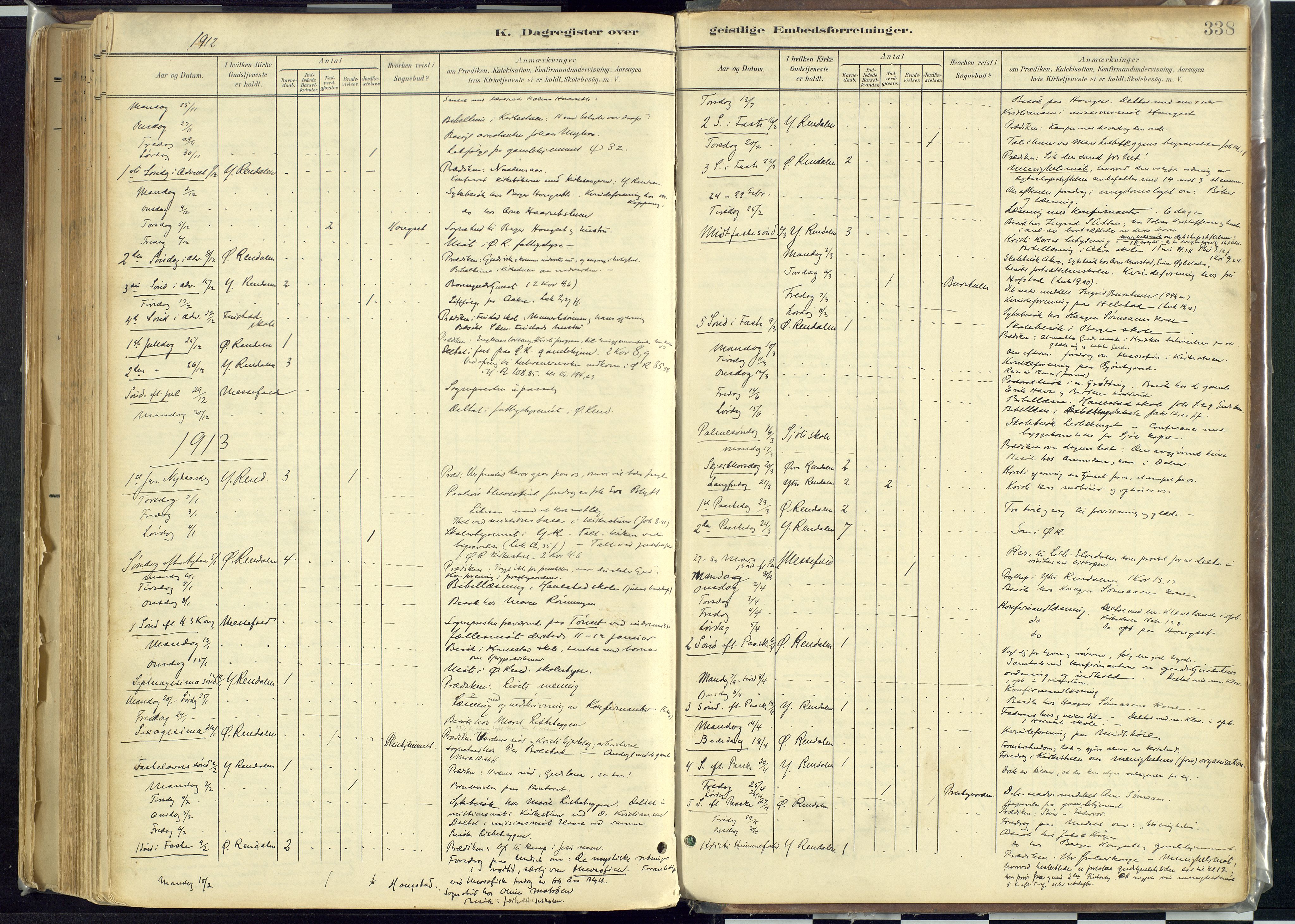 Rendalen prestekontor, SAH/PREST-054/H/Ha/Haa/L0012: Parish register (official) no. 12, 1901-1928, p. 338