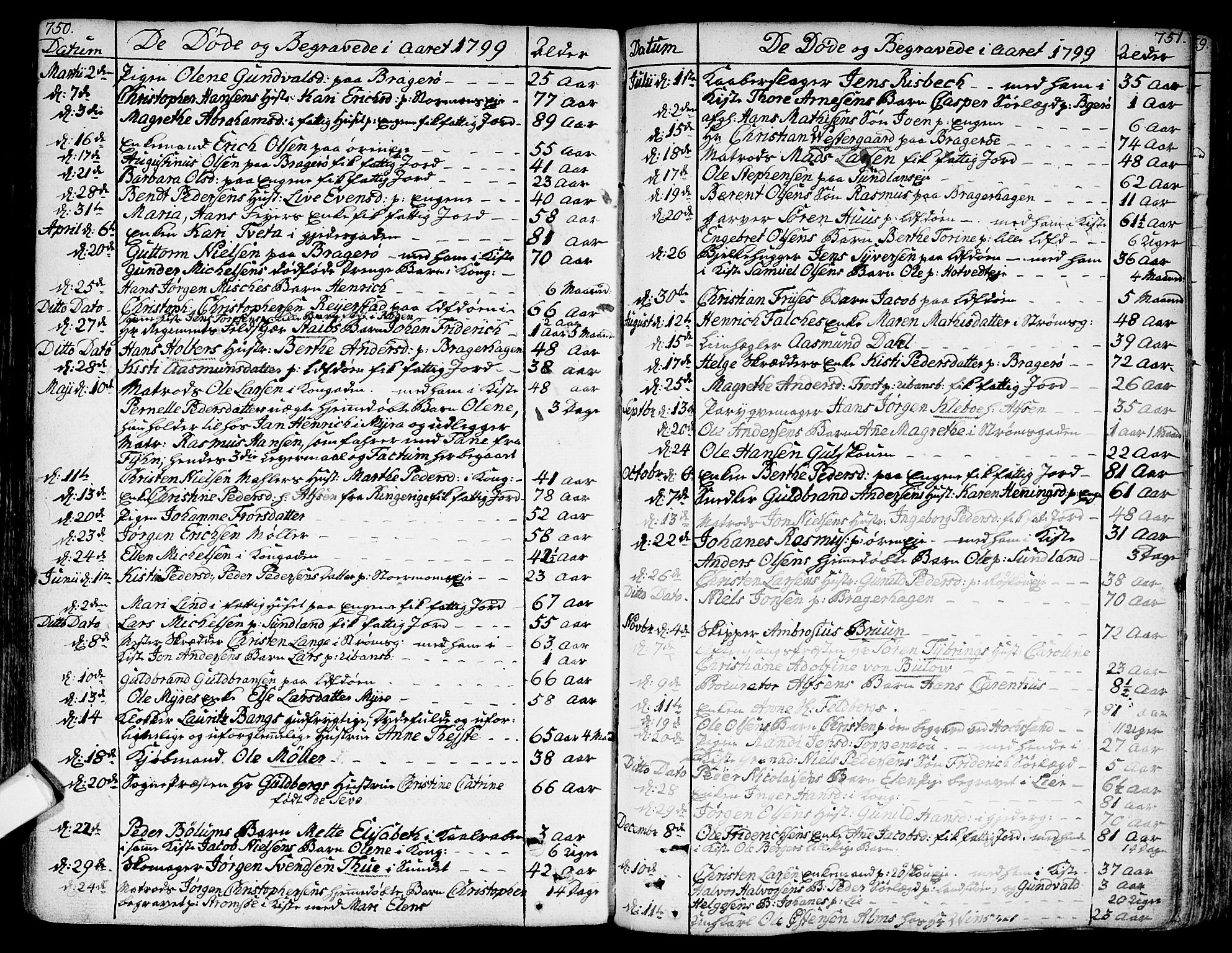 Bragernes kirkebøker, AV/SAKO-A-6/F/Fa/L0006a: Parish register (official) no. I 6, 1782-1814, p. 750-751