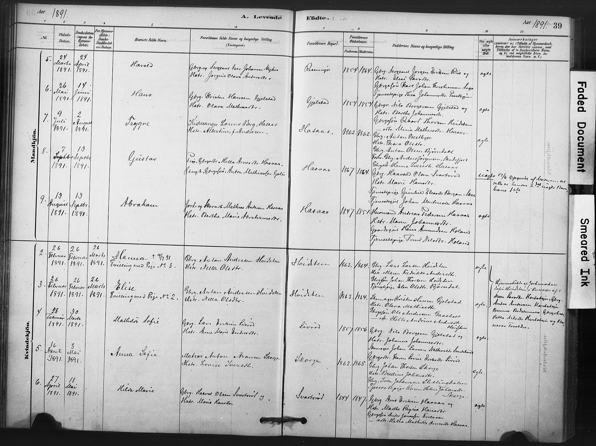 Andebu kirkebøker, AV/SAKO-A-336/F/Fc/L0001: Parish register (official) no. III 1, 1878-1902, p. 39